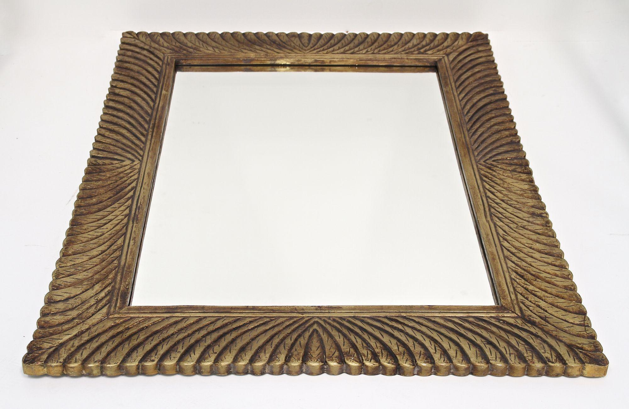 Monumental Gilt Mid Century Wall Mirror, Handcarved, Italy circa 1940/50 For Sale 8