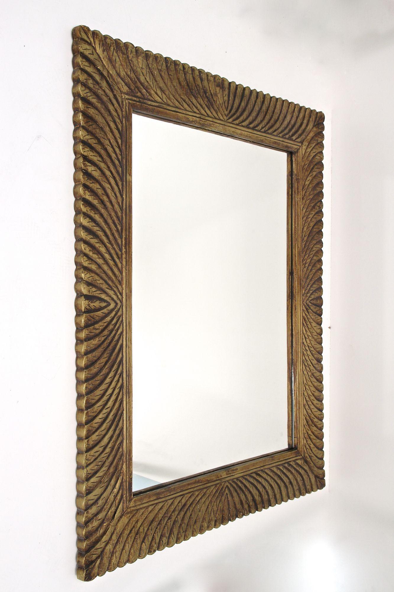 Mid-Century Modern Monumental Gilt Mid Century Wall Mirror, Handcarved, Italy circa 1940/50 For Sale