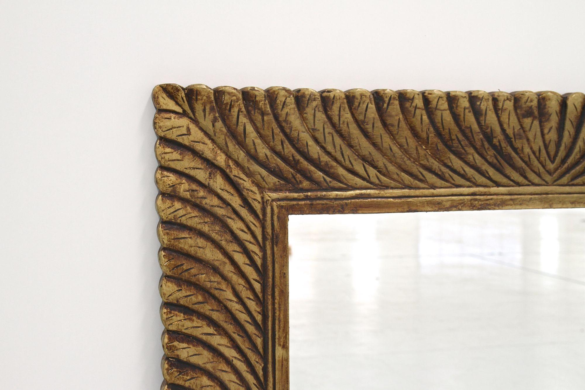 Italian Monumental Gilt Mid Century Wall Mirror, Handcarved, Italy circa 1940/50 For Sale