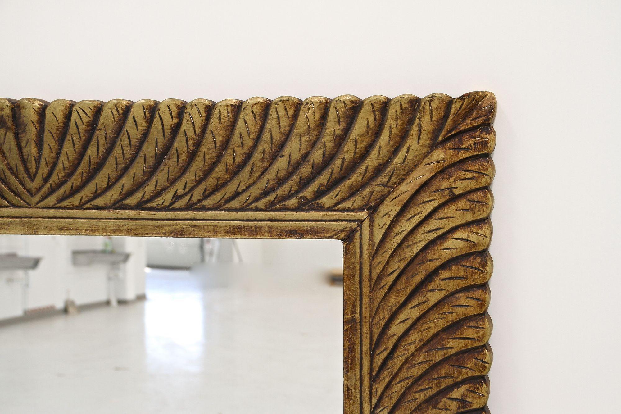 20th Century Monumental Gilt Mid Century Wall Mirror, Handcarved, Italy circa 1940/50 For Sale