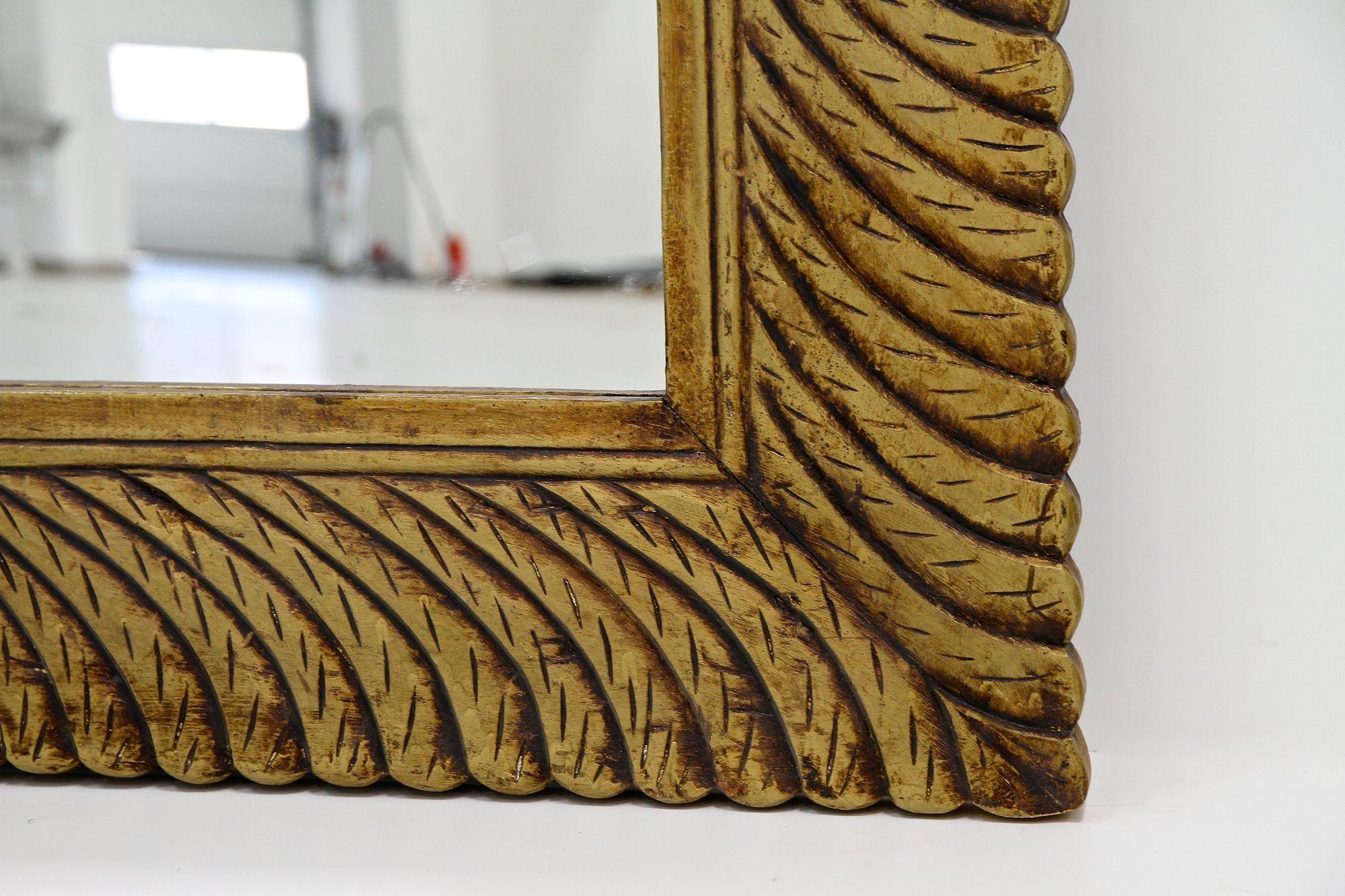 Monumental Gilt Mid Century Wall Mirror, Handcarved, Italy circa 1940/50 For Sale 1