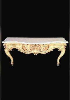 Console murale monumentale de style Rococo Louis XV, à plateau en marbre et dorures