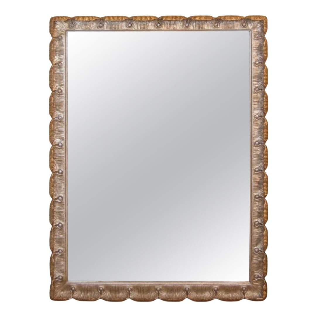 Monumental Gilt Scalloped Italian Mirror For Sale