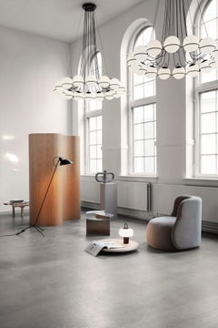 Gino Sarfatti Model 2109/16/20 Opaline Glass Chandelier in Black for Astep