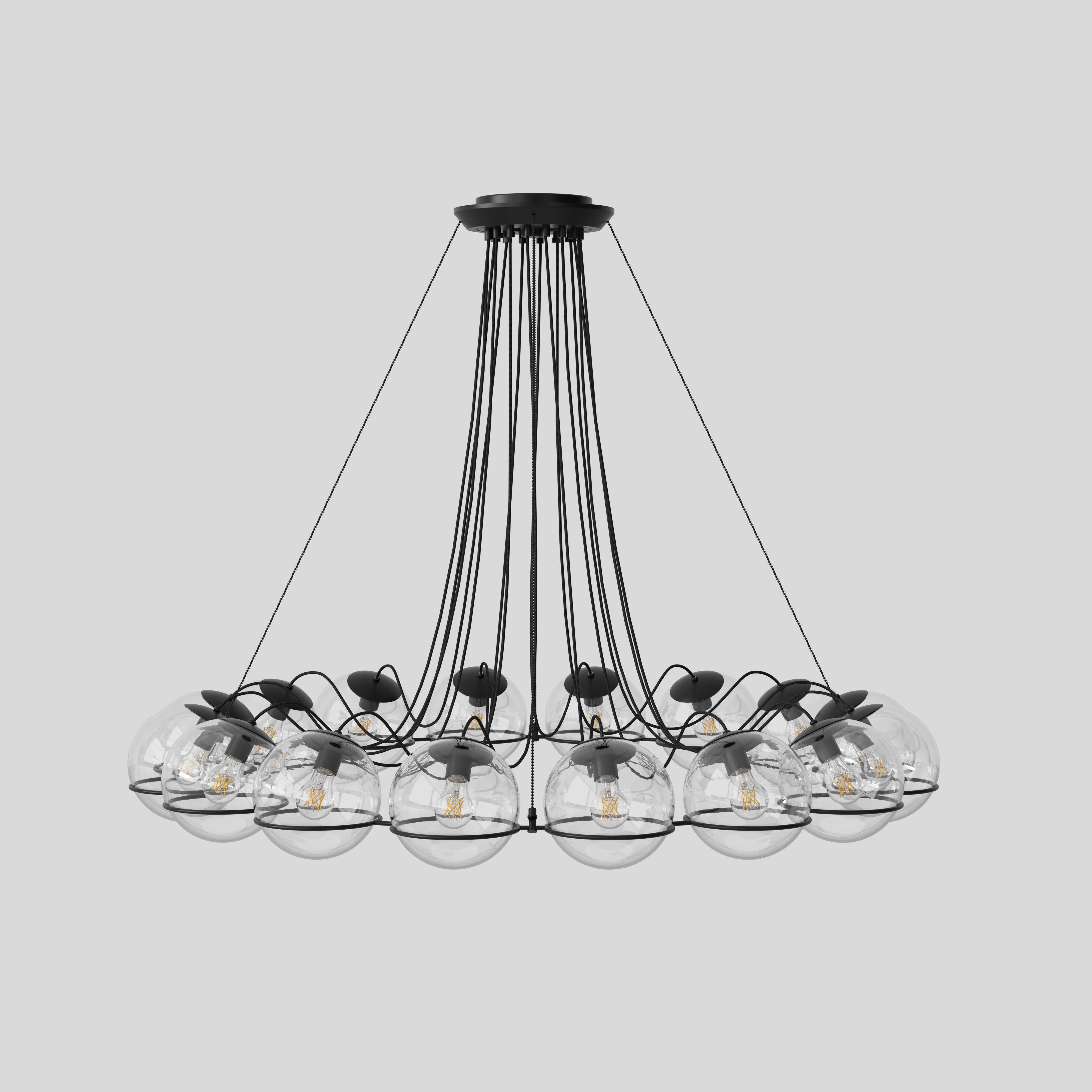 Italian Monumental Gino Sarfatti Model 2109/16/20 Glass Chandelier in Black