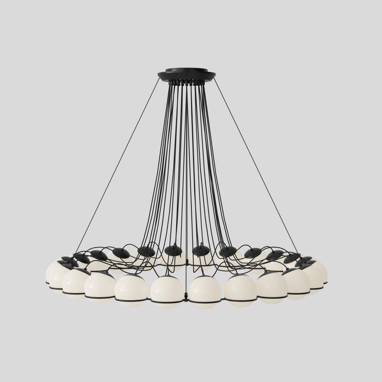 Painted Monumental Gino Sarfatti Model 2109/24/14 Chandelier in Champagne For Sale