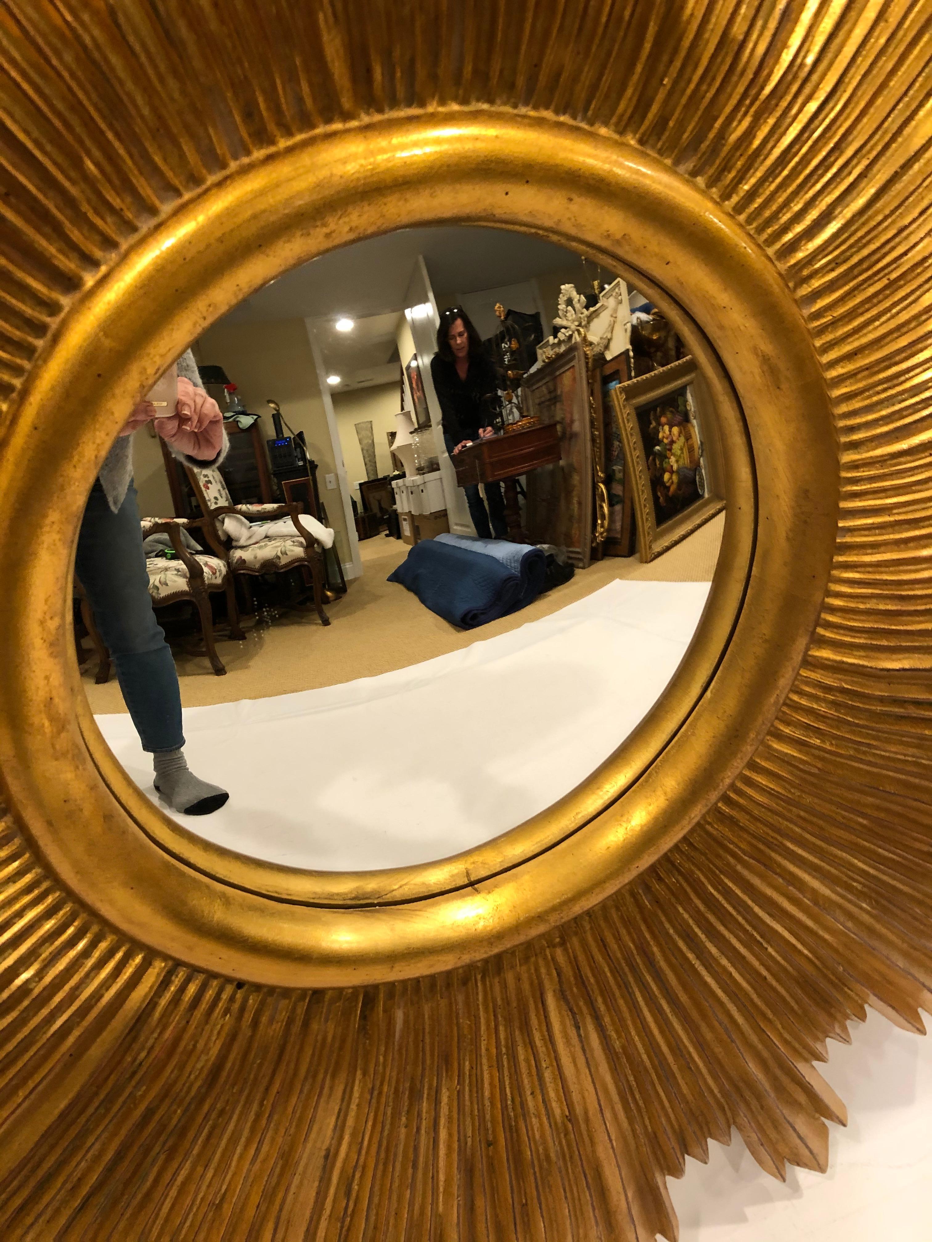 Neoclassical Monumental Glamorous Carvers Guild Gilded Sunburst Mirror