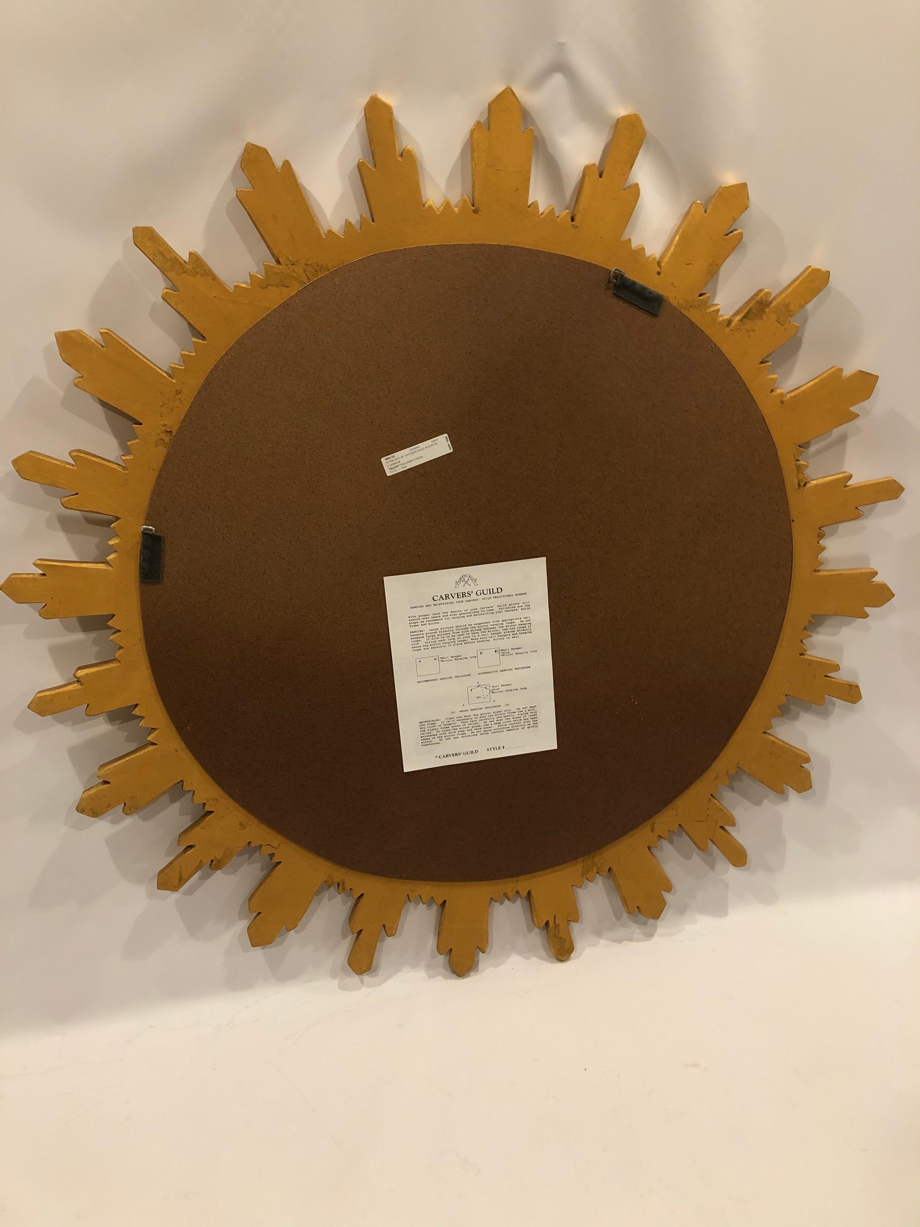 Monumental Glamorous Carvers Guild Gilded Sunburst Mirror 2