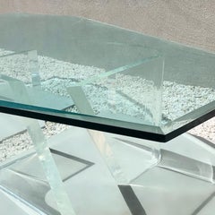 Monumental Glass and Lucite Modernist Geometric Coffee Table, 1970s