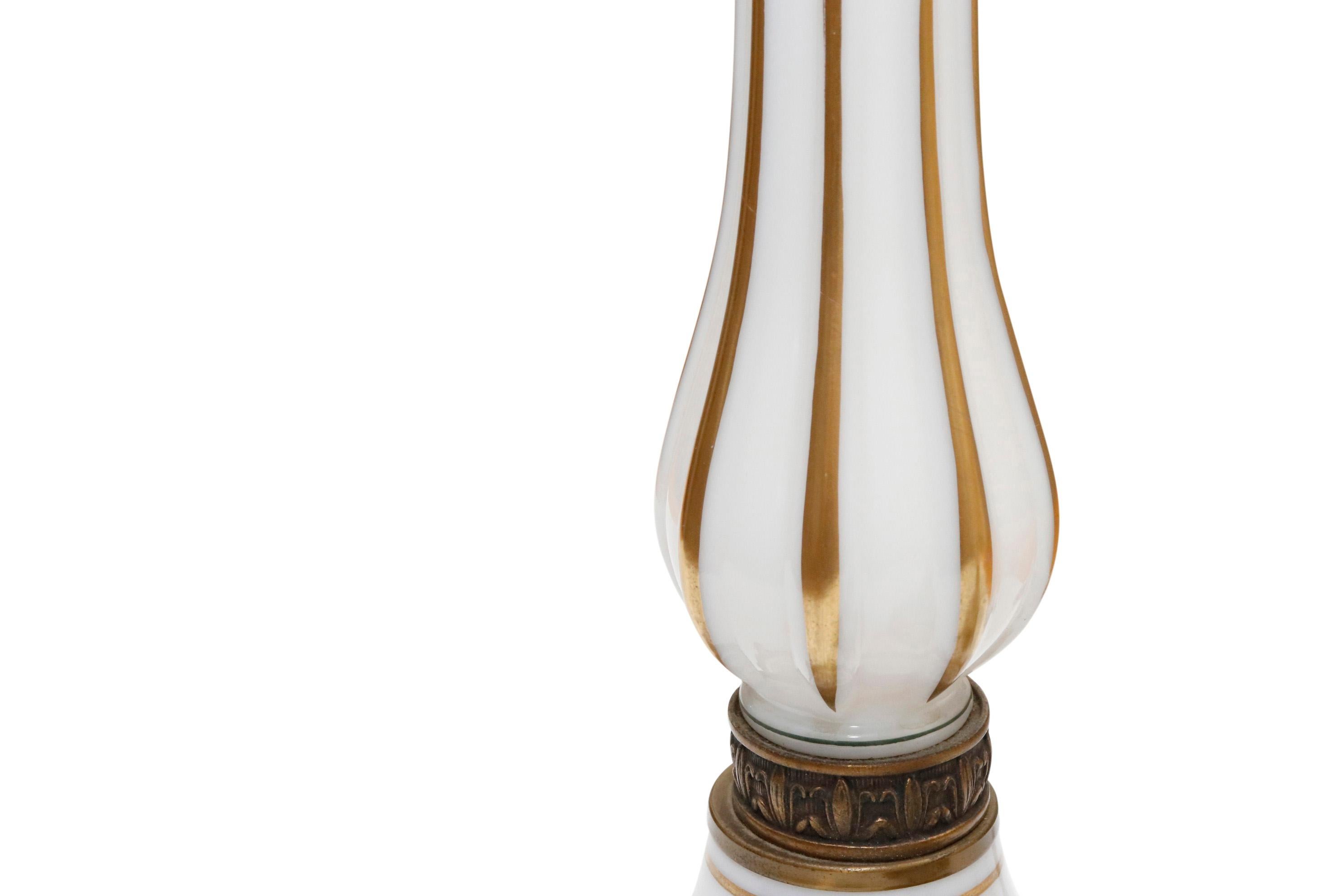 Monumental Glass & Brass Uplighter Table Lamps, a Pair For Sale 2