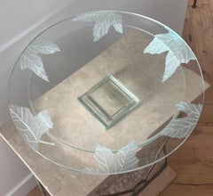 Monumental glass centerpiece with etched leaves by Stephen Schlanser, 2007.