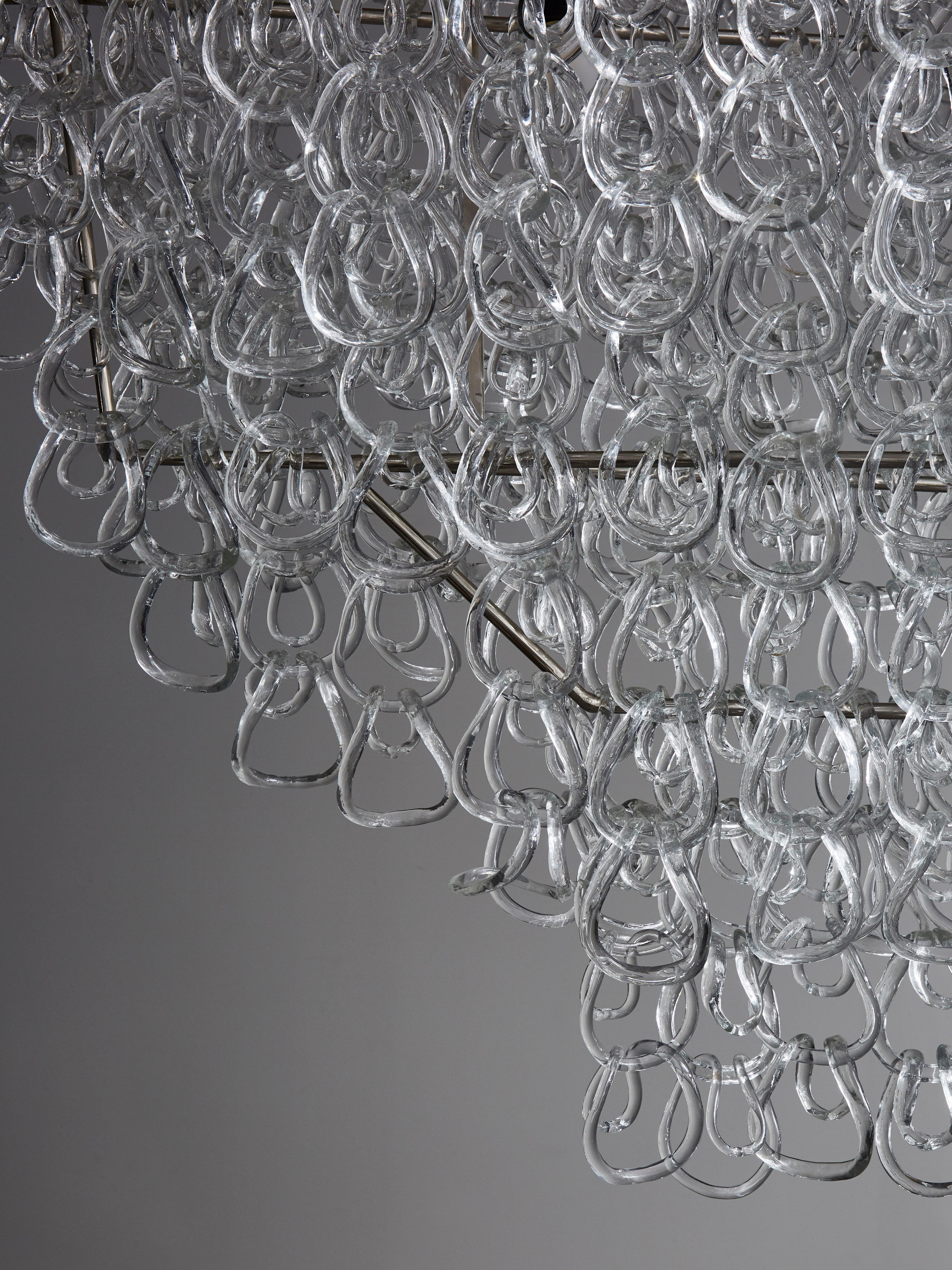 Mid-20th Century Monumental Glass Chandelier by Angelo Mangiarotti for Vistosi