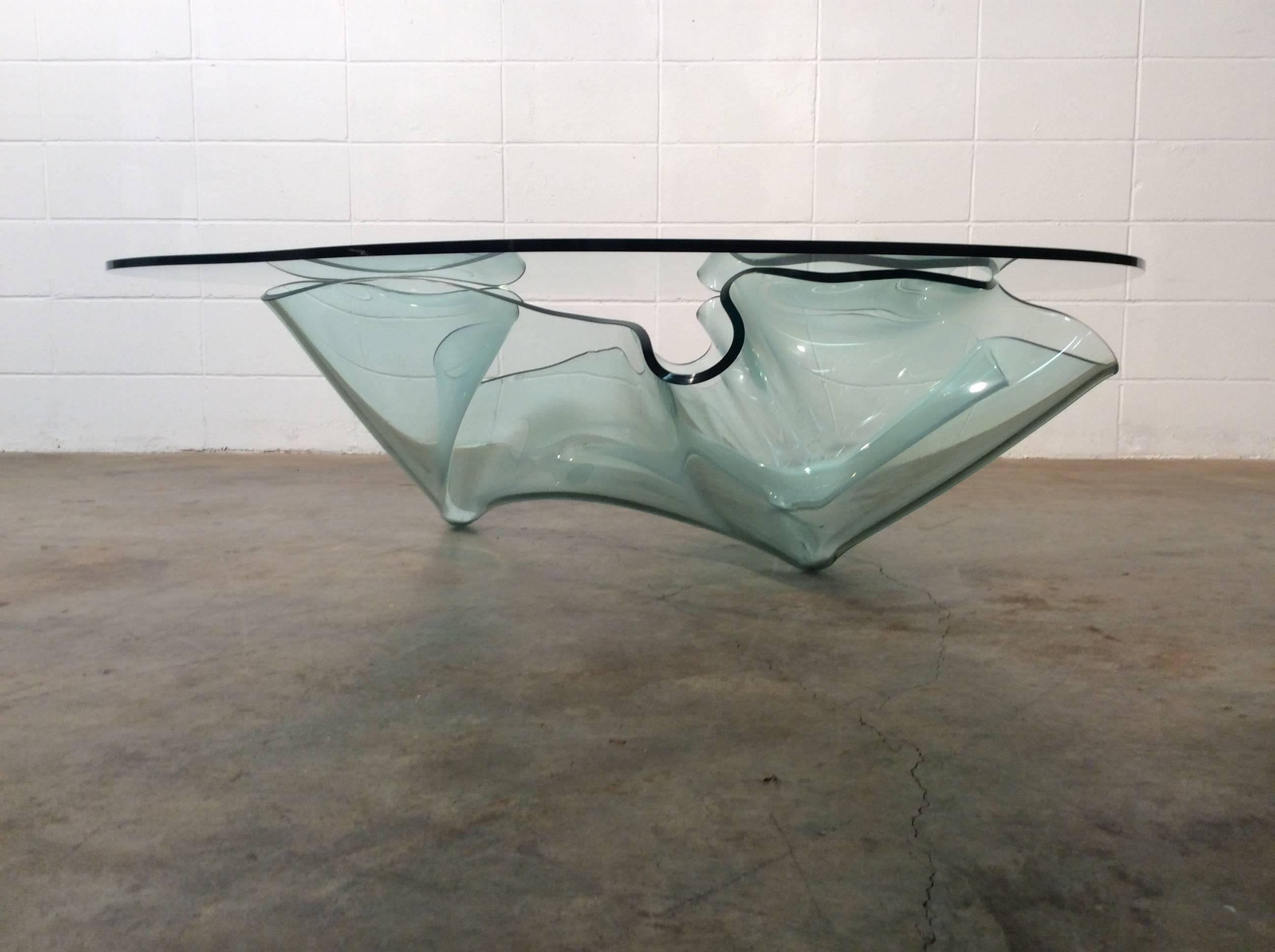 American Monumental Glass Coffee Table by the Late Laurel Fyfe, Stunning Designer Item