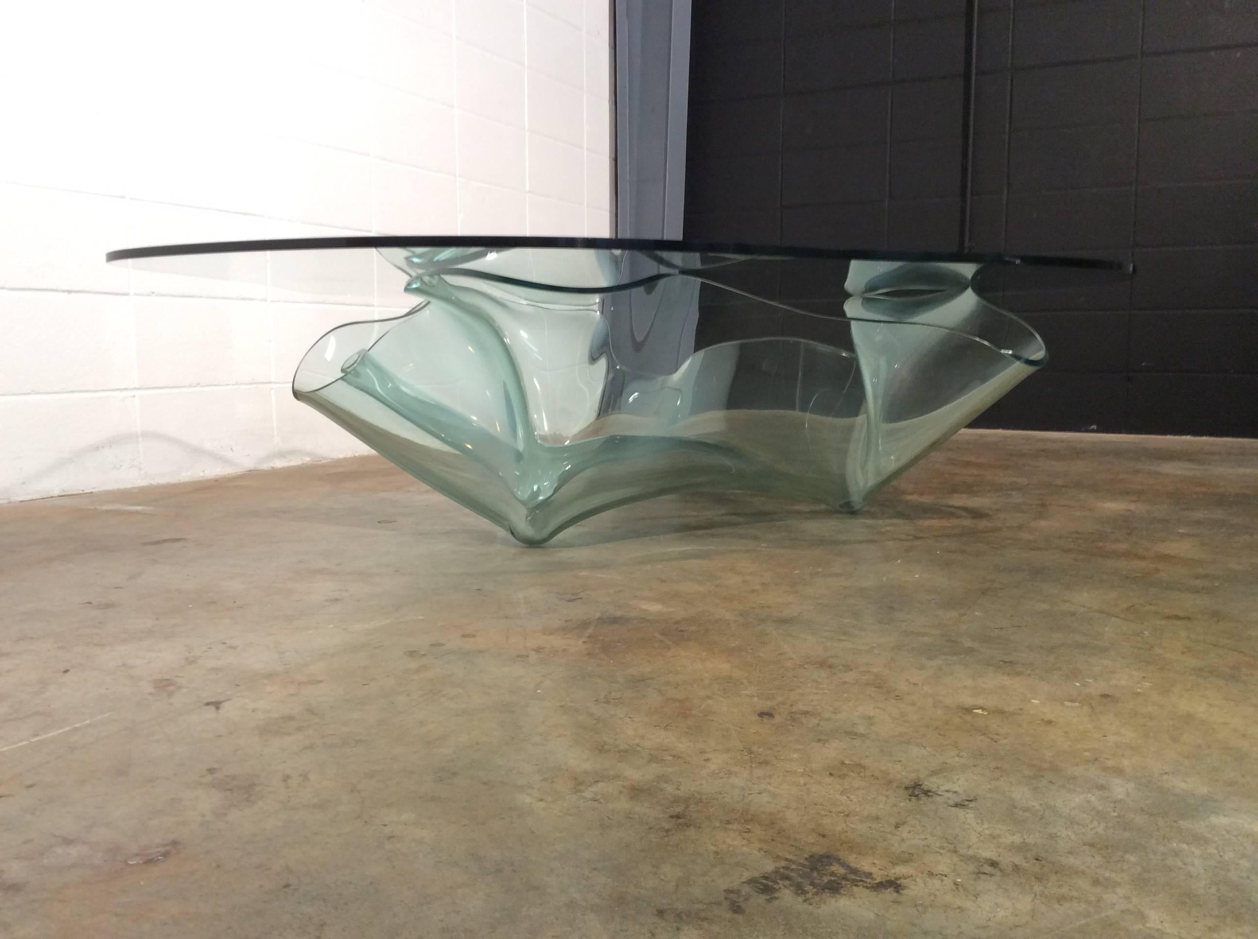Art Glass Monumental Glass Coffee Table by the Late Laurel Fyfe, Stunning Designer Item