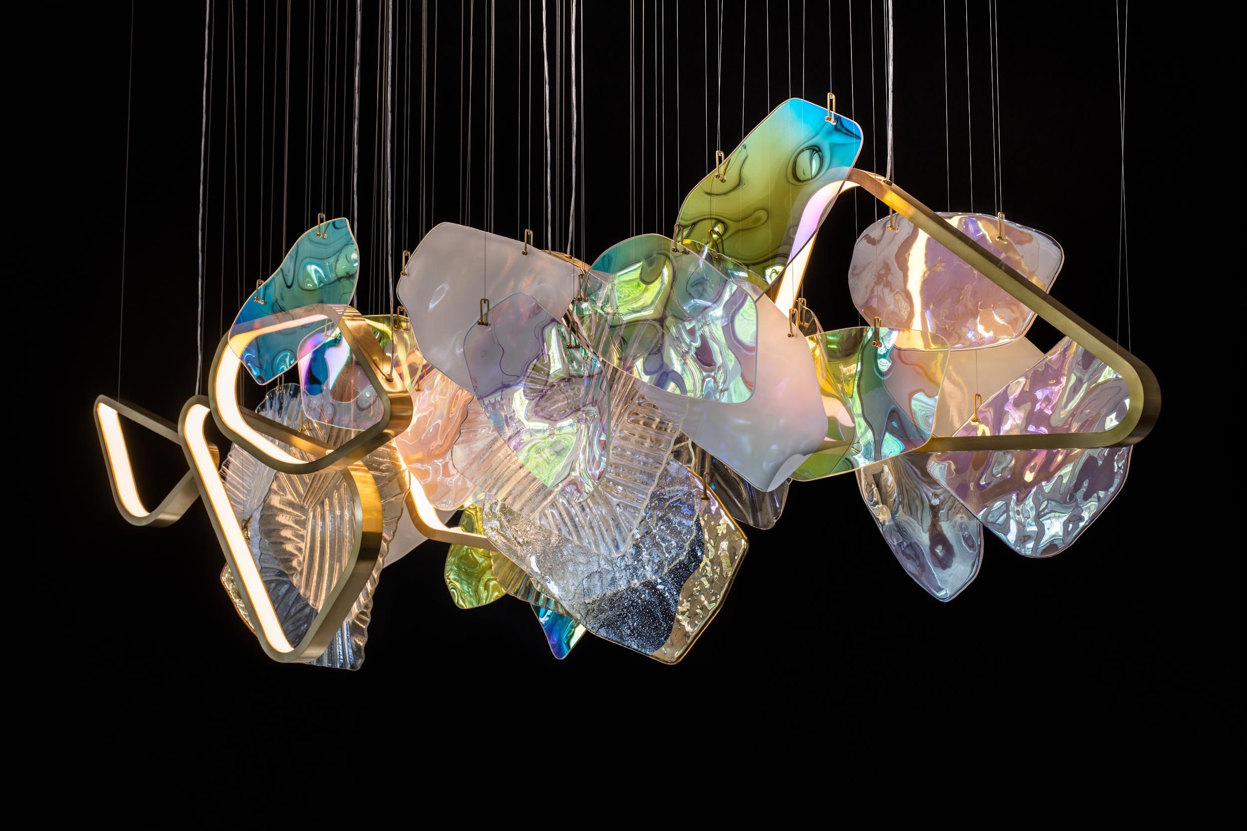 Czech Monumental Glass Colorful Light Installation, by Vera Dieckmann For Sale