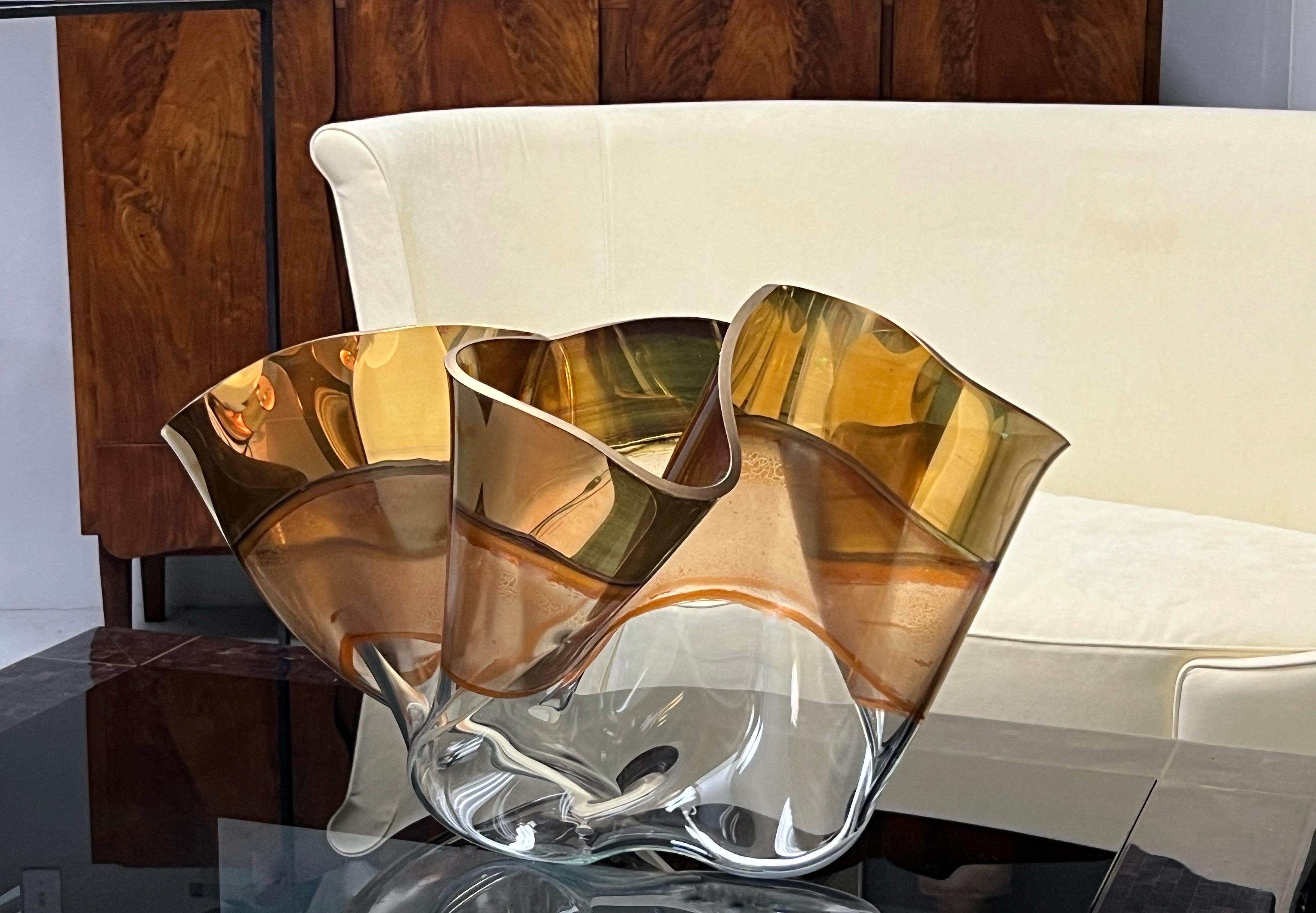 Monumental Glass Handkerchief Art Glass Sculpture by L Fyfe   In Excellent Condition For Sale In Miami, FL