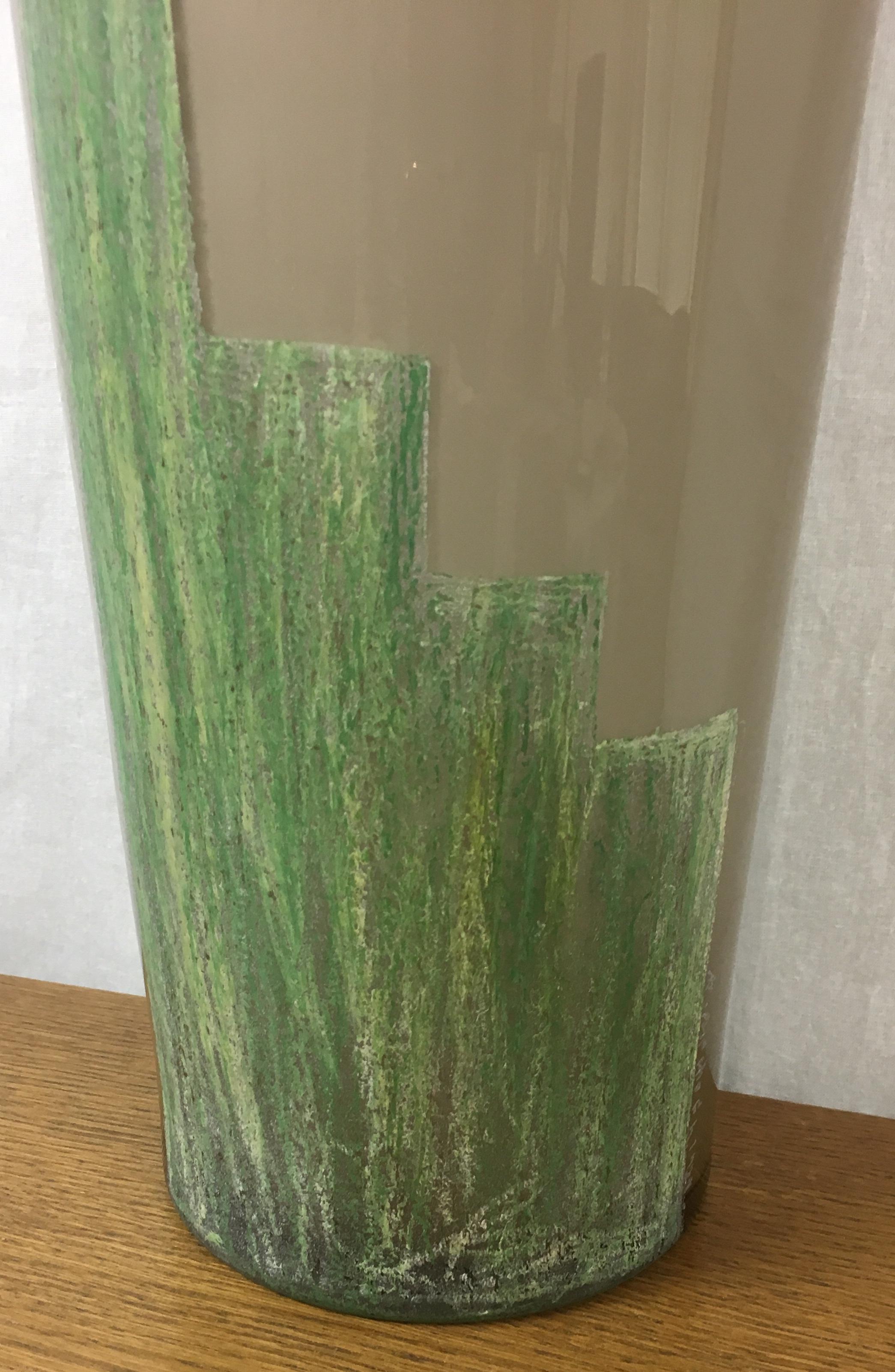 Art Deco Cubist Glass Floor Vase by Anatole Riecke, from La Coupole Brasserie For Sale 2