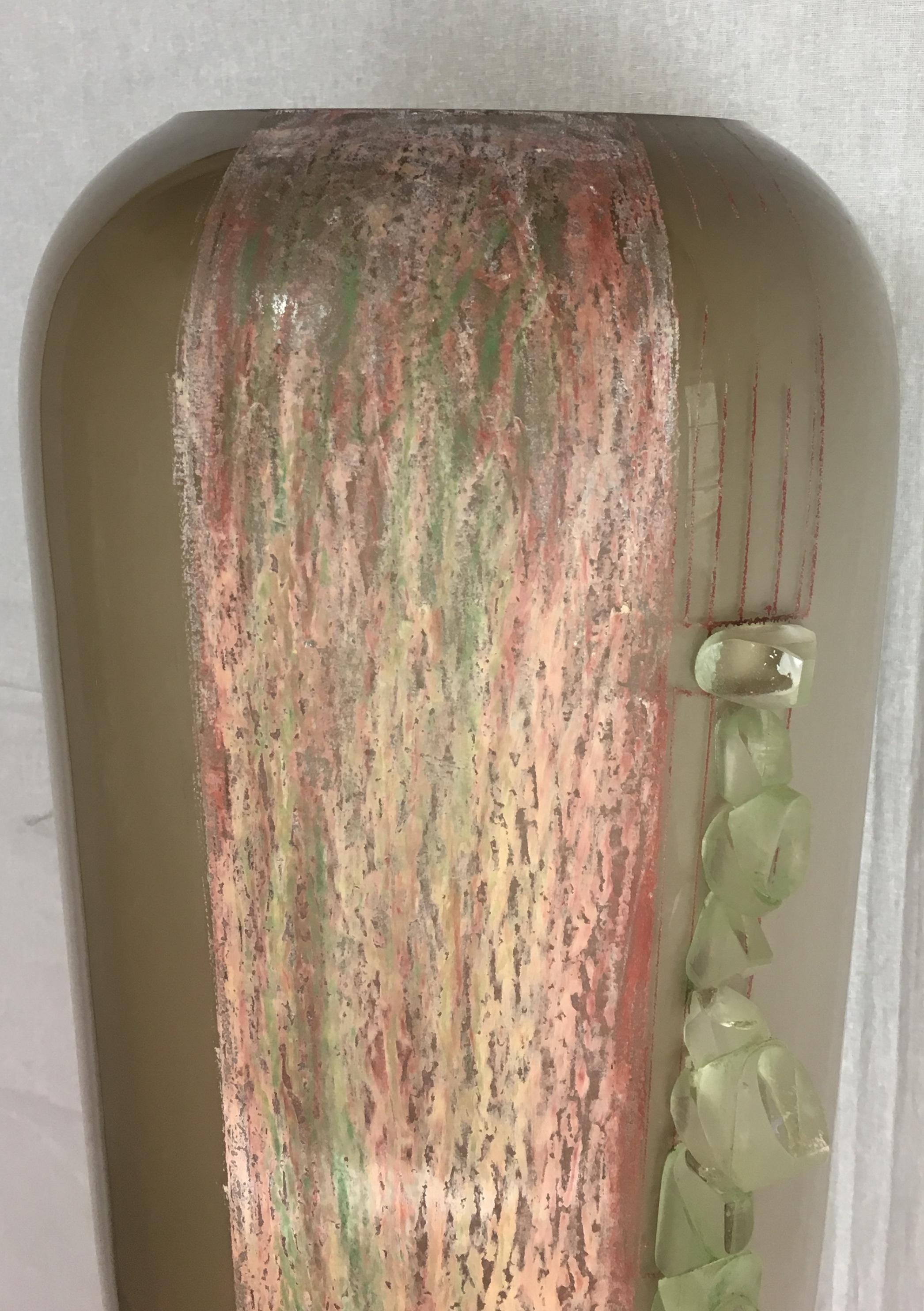 Kubistische Bodenvase aus Glas im Art déco-Stil von Anatole Riecke, aus der Brasserie La Coupole (Radiert) im Angebot