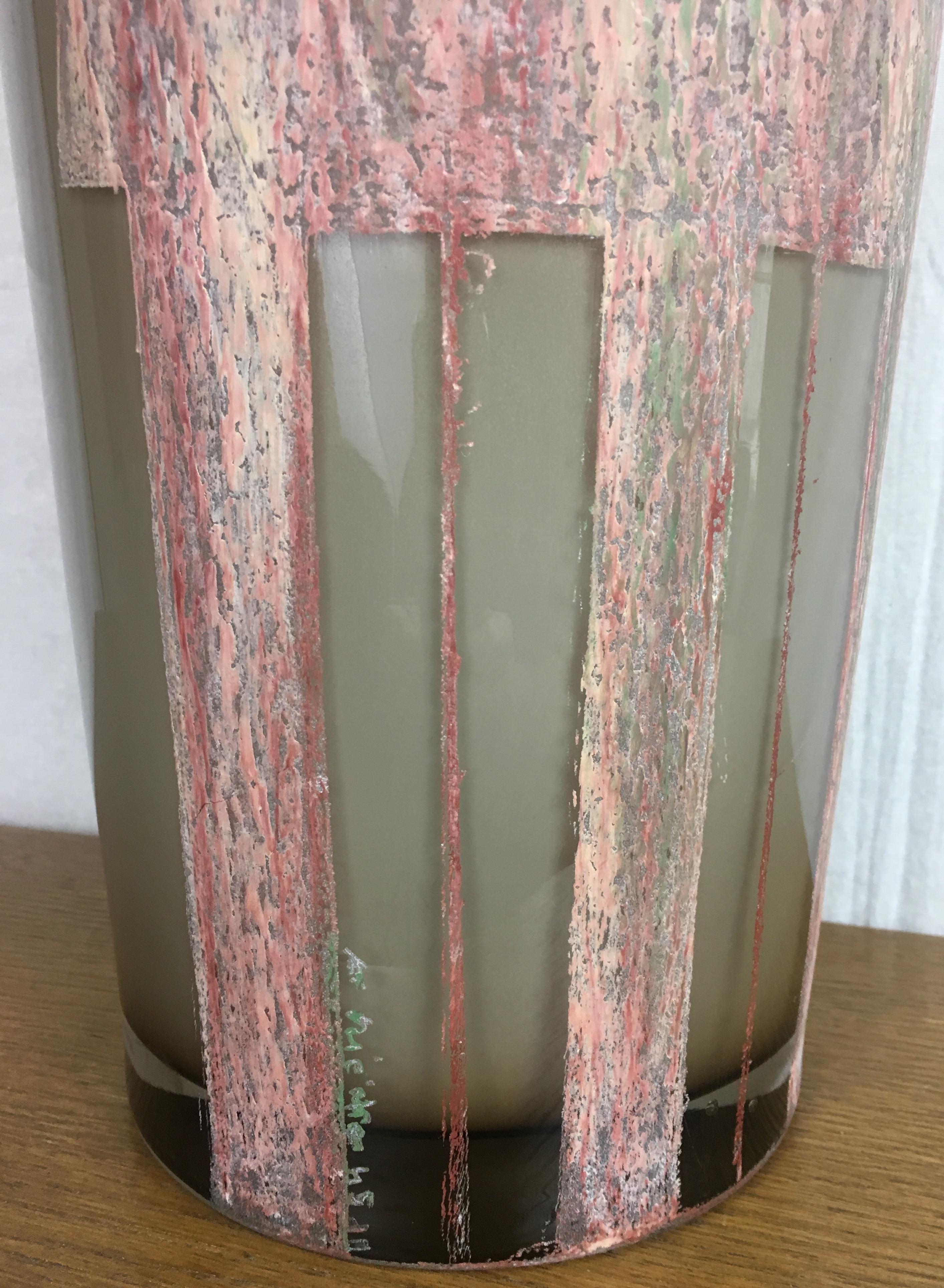 20th Century Art Deco Cubist Glass Floor Vase by Anatole Riecke, from La Coupole Brasserie For Sale
