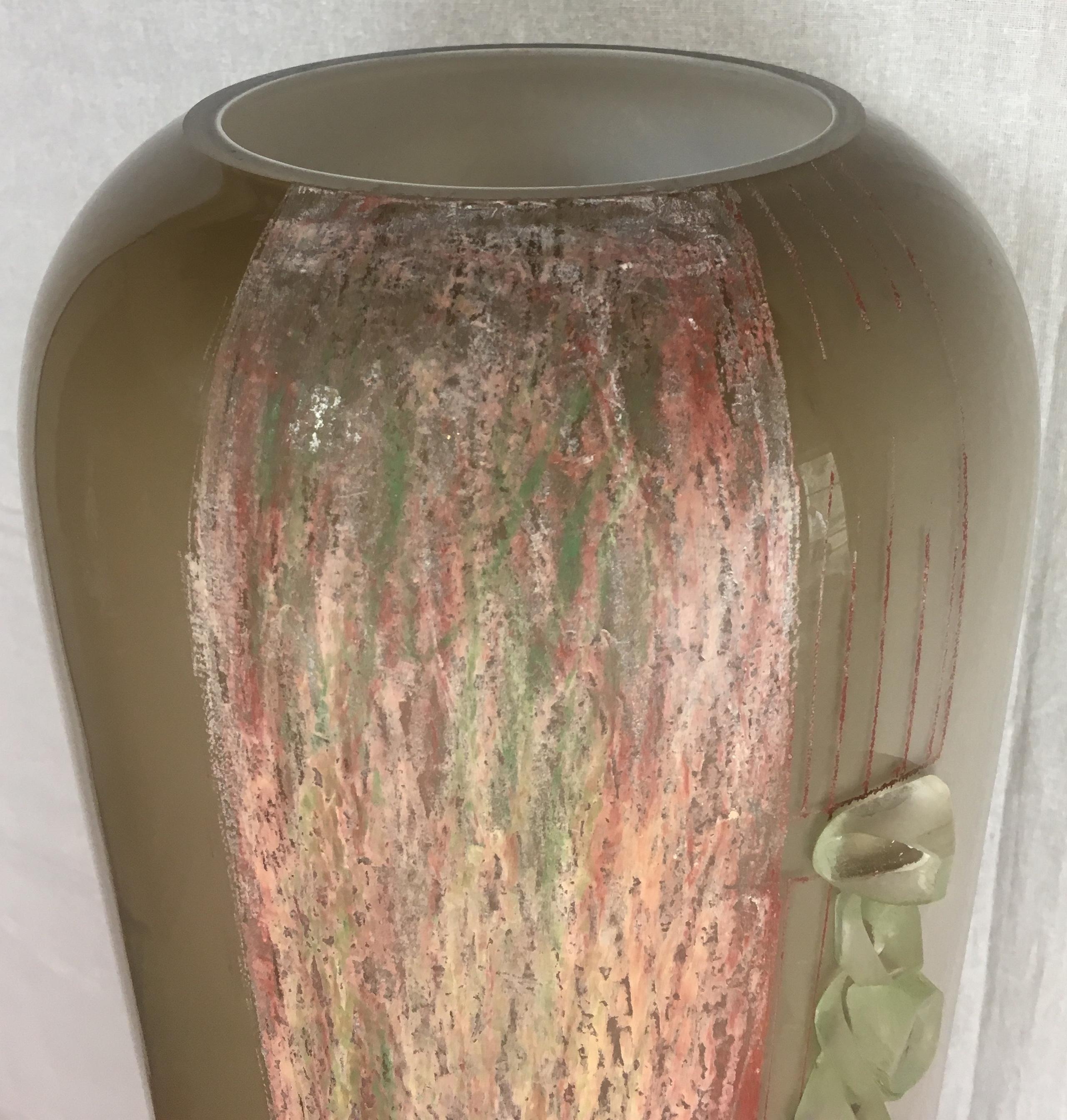 Kubistische Bodenvase aus Glas im Art déco-Stil von Anatole Riecke, aus der Brasserie La Coupole im Angebot 2