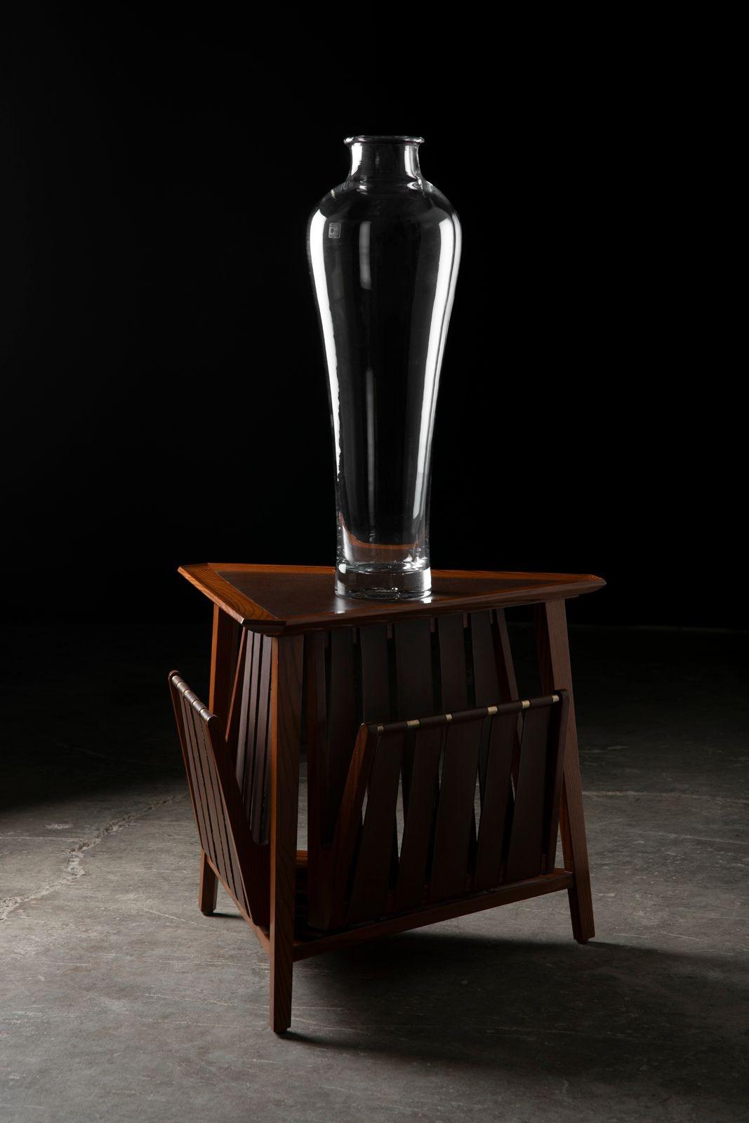 Monumental hand-blown glass vase by Don Shepard for Blenko. This beautiful, monumental vase measures over two feet high, commands attention in a room and can also be used as a floor vase.