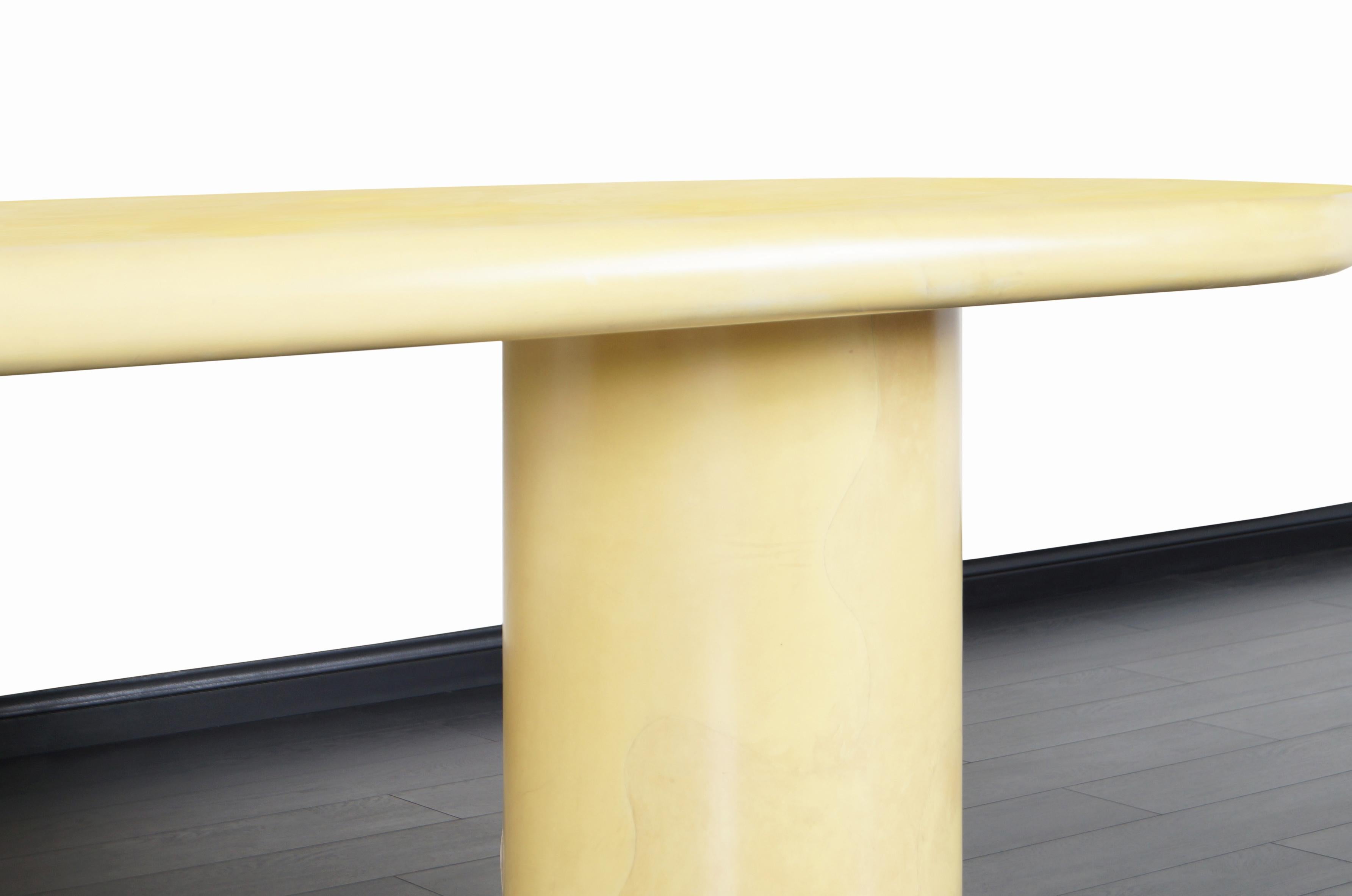 Mid-Century Modern Monumental Vintage Goatskin Parchment Dining Table by Sally Sirkin Lewis