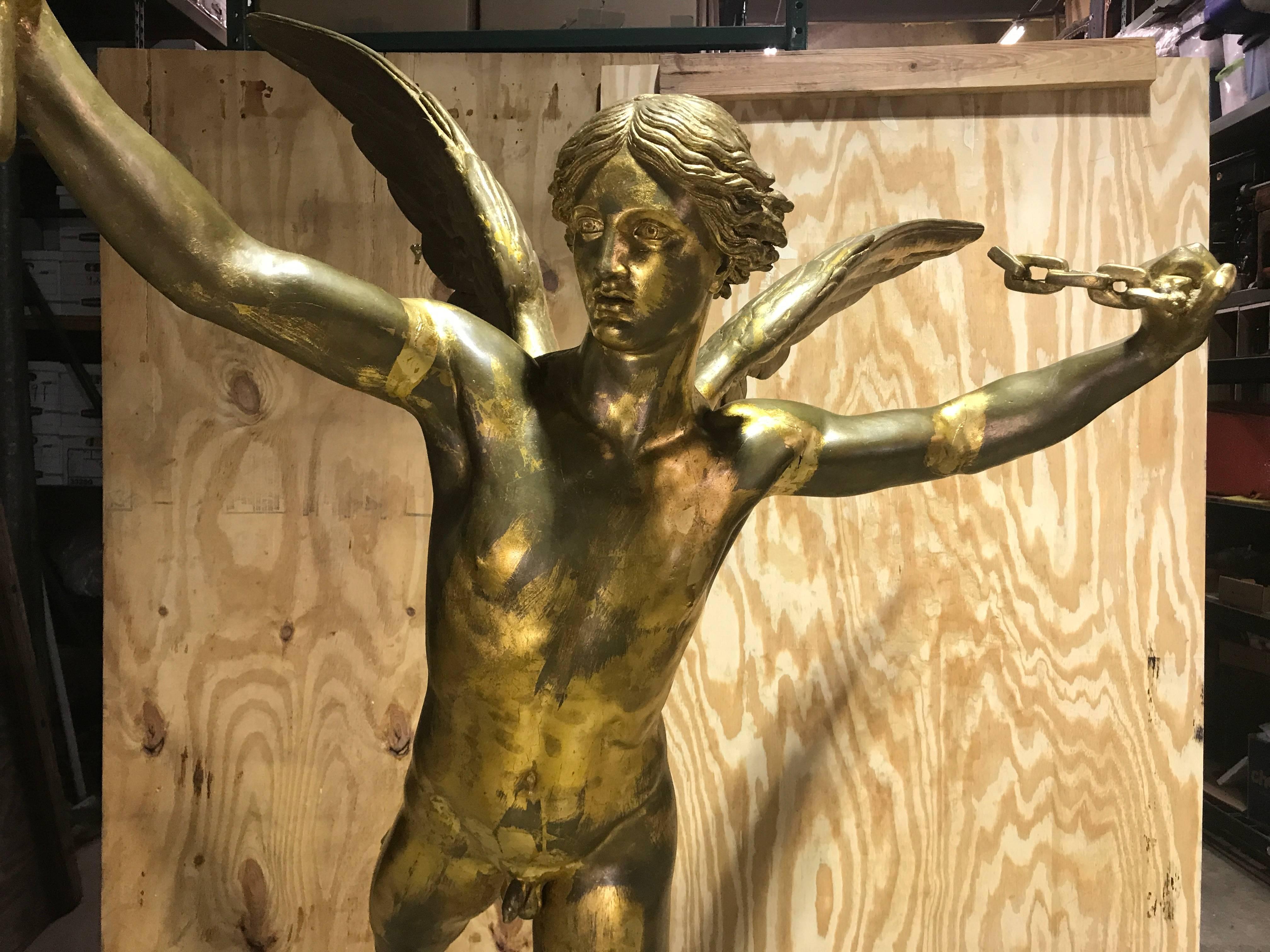 Monumental Gold Leaf Sculpture of an Angel For Sale 5
