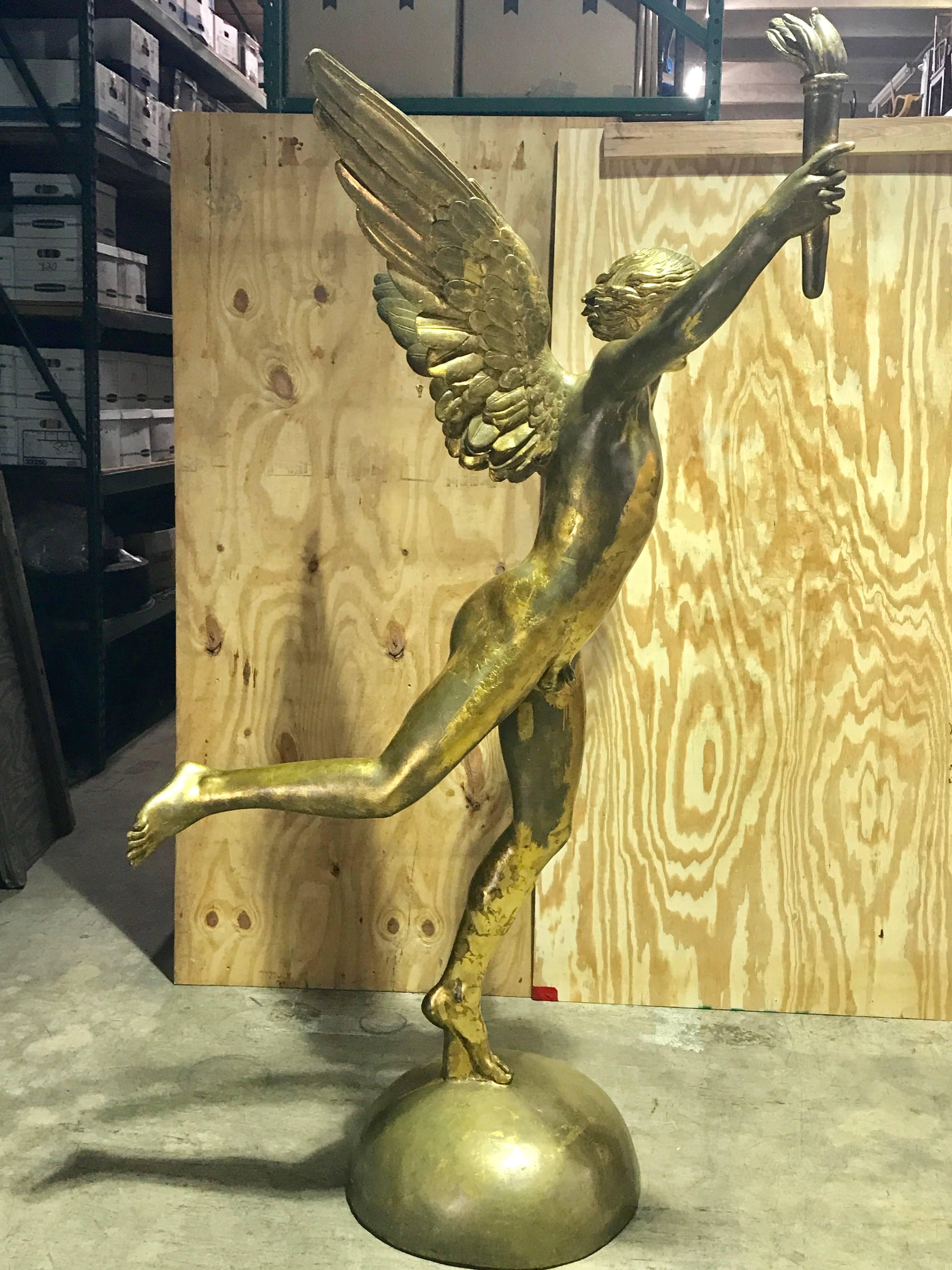 Monumental Gold Leaf Sculpture of an Angel In Good Condition For Sale In West Palm Beach, FL