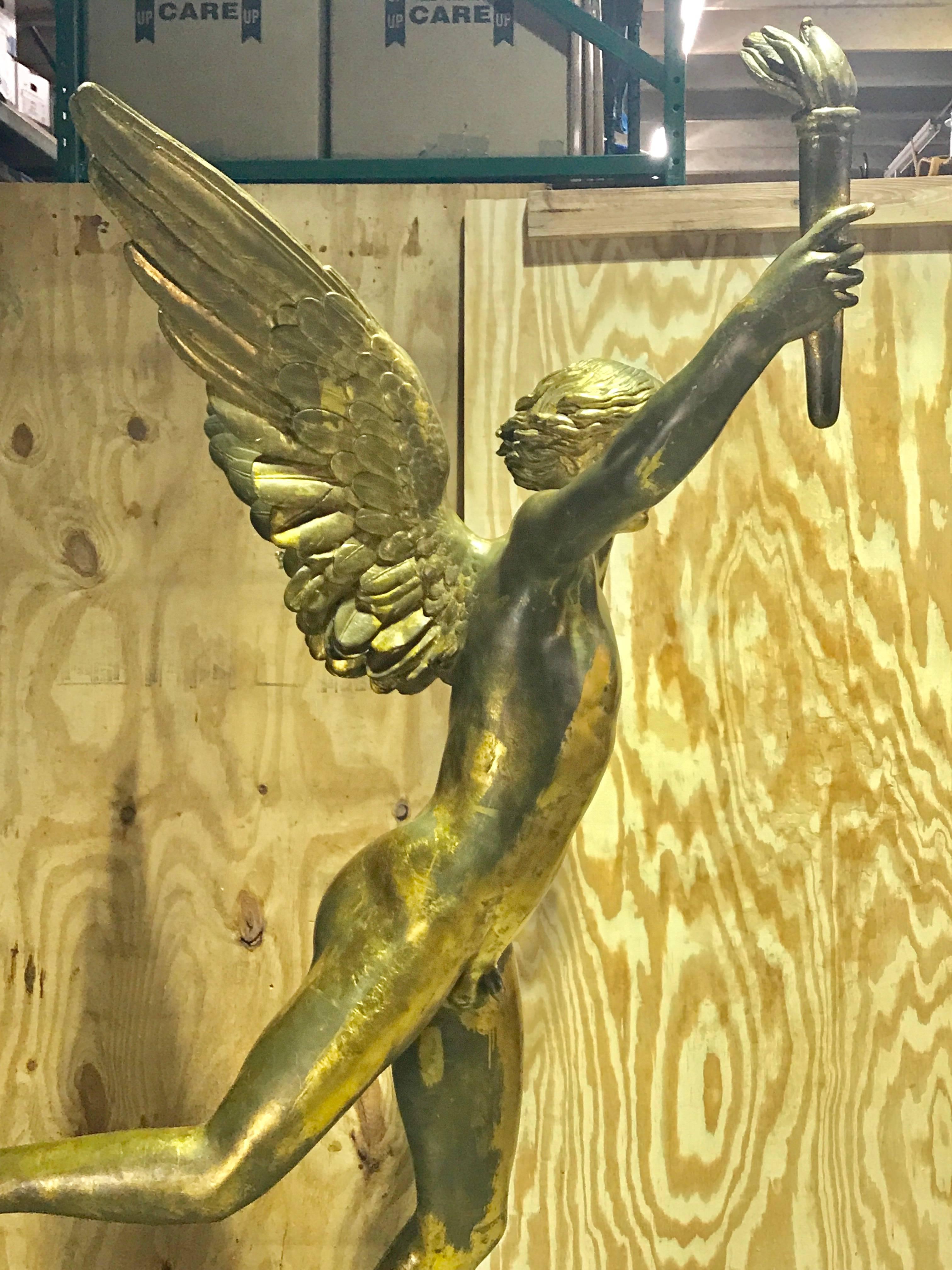 Lacquer Monumental Gold Leaf Sculpture of an Angel For Sale