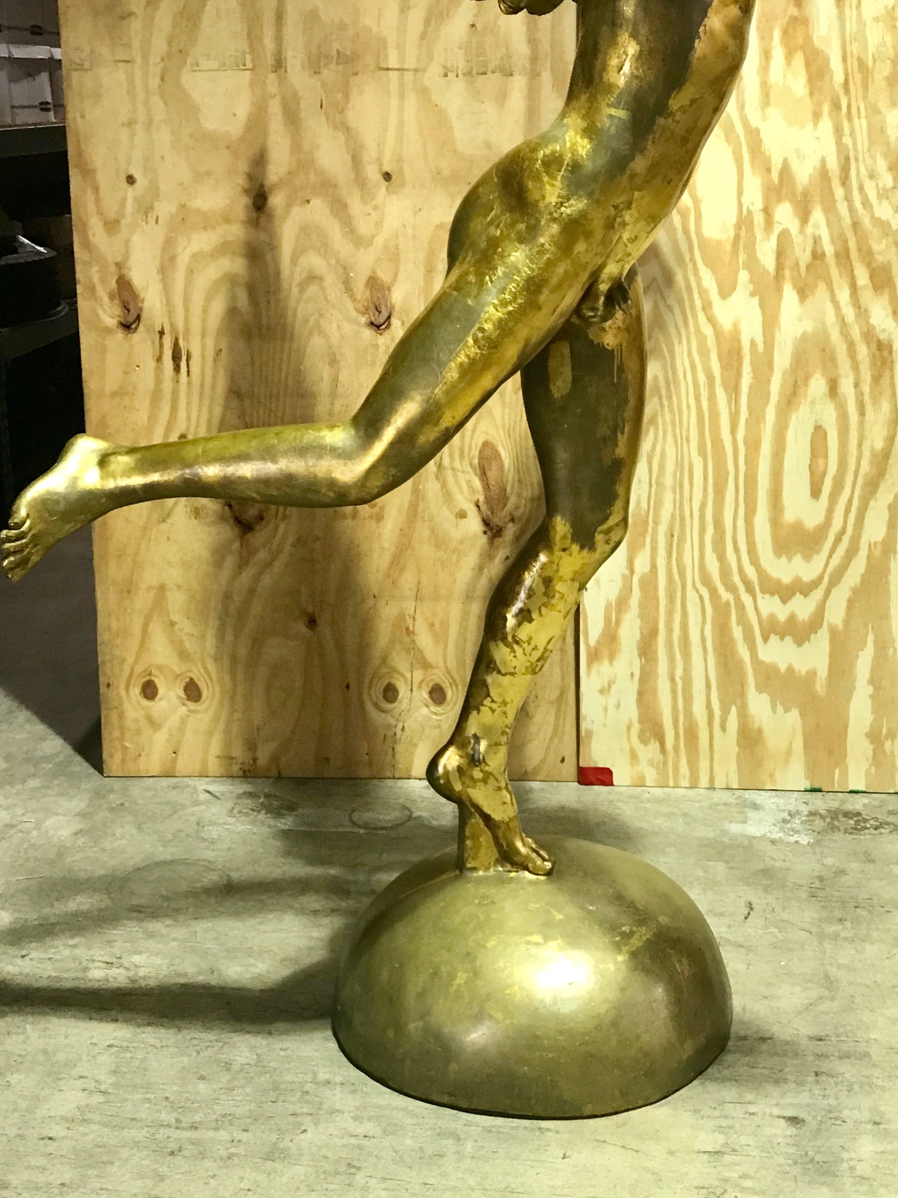 Resin Monumental Gold Leaf Sculpture of an Angel For Sale
