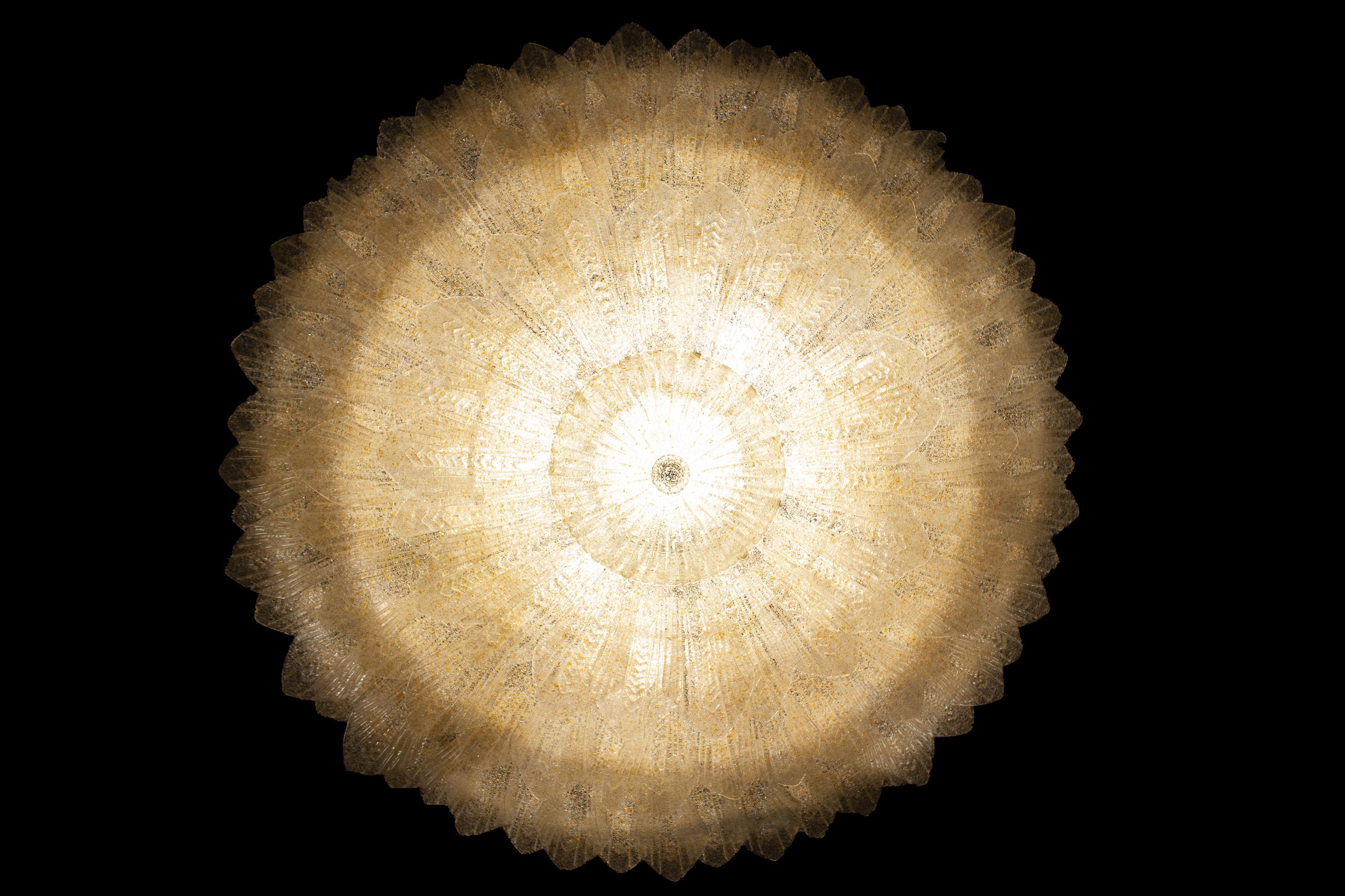 Monumental Gold Leaves Murano Glass Ceiling Light or Flush Mount For Sale 6