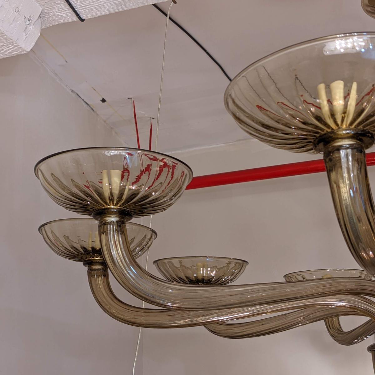 Monumental Golden Murano Glass Chandelier In Good Condition For Sale In Tarrytown, NY