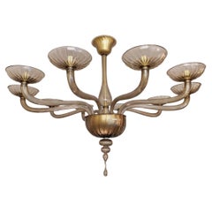 Monumental Golden Murano Glass Chandelier