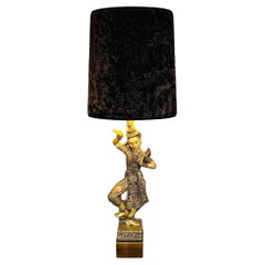 Monumentale lampada da tavolo buddista tailandese dorata "Bangkok", principessa danzante, anni '50