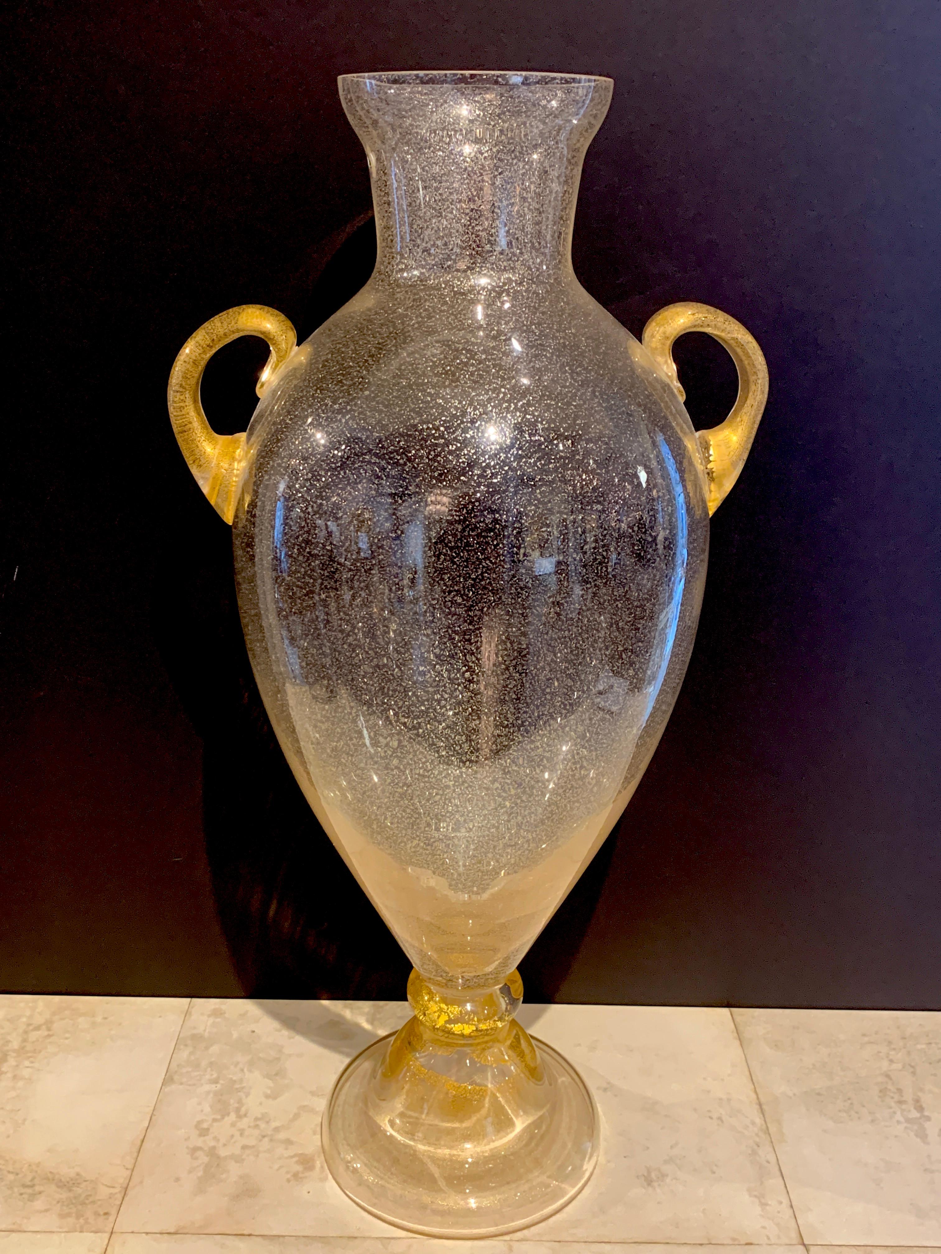 Monumental Good Infused Murano Glass Vase 4