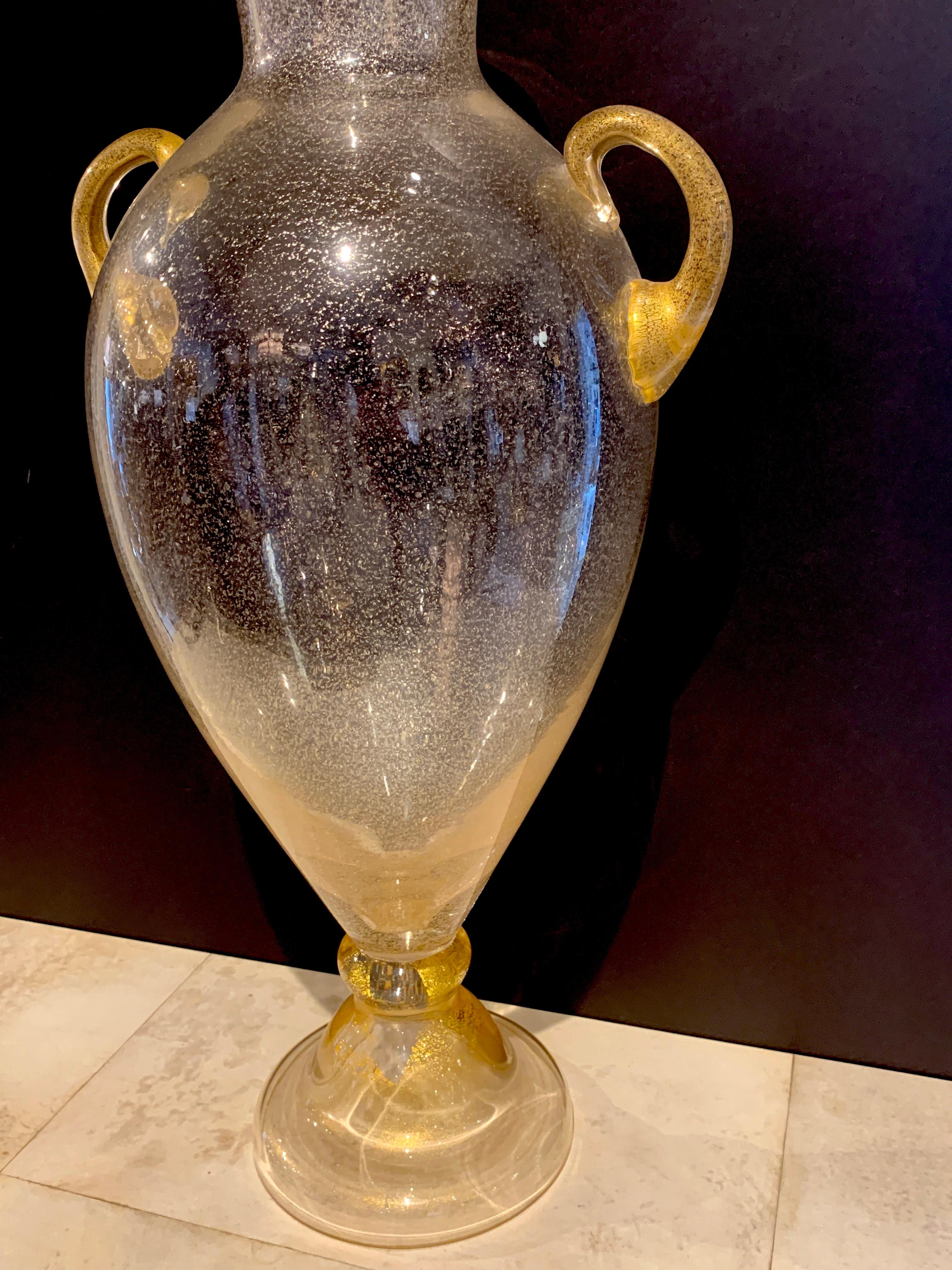 Modern Monumental Good Infused Murano Glass Vase