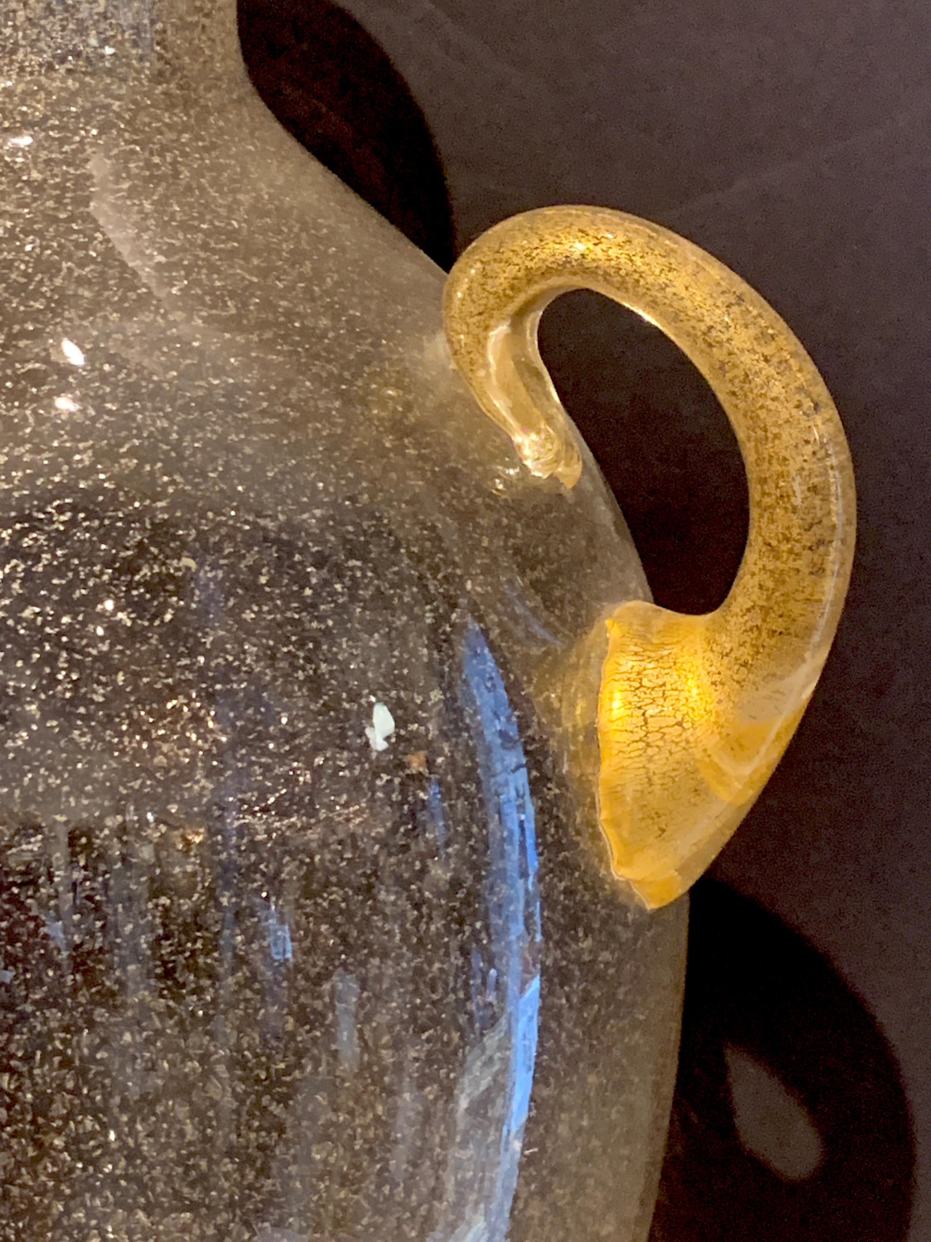Italian Monumental Good Infused Murano Glass Vase