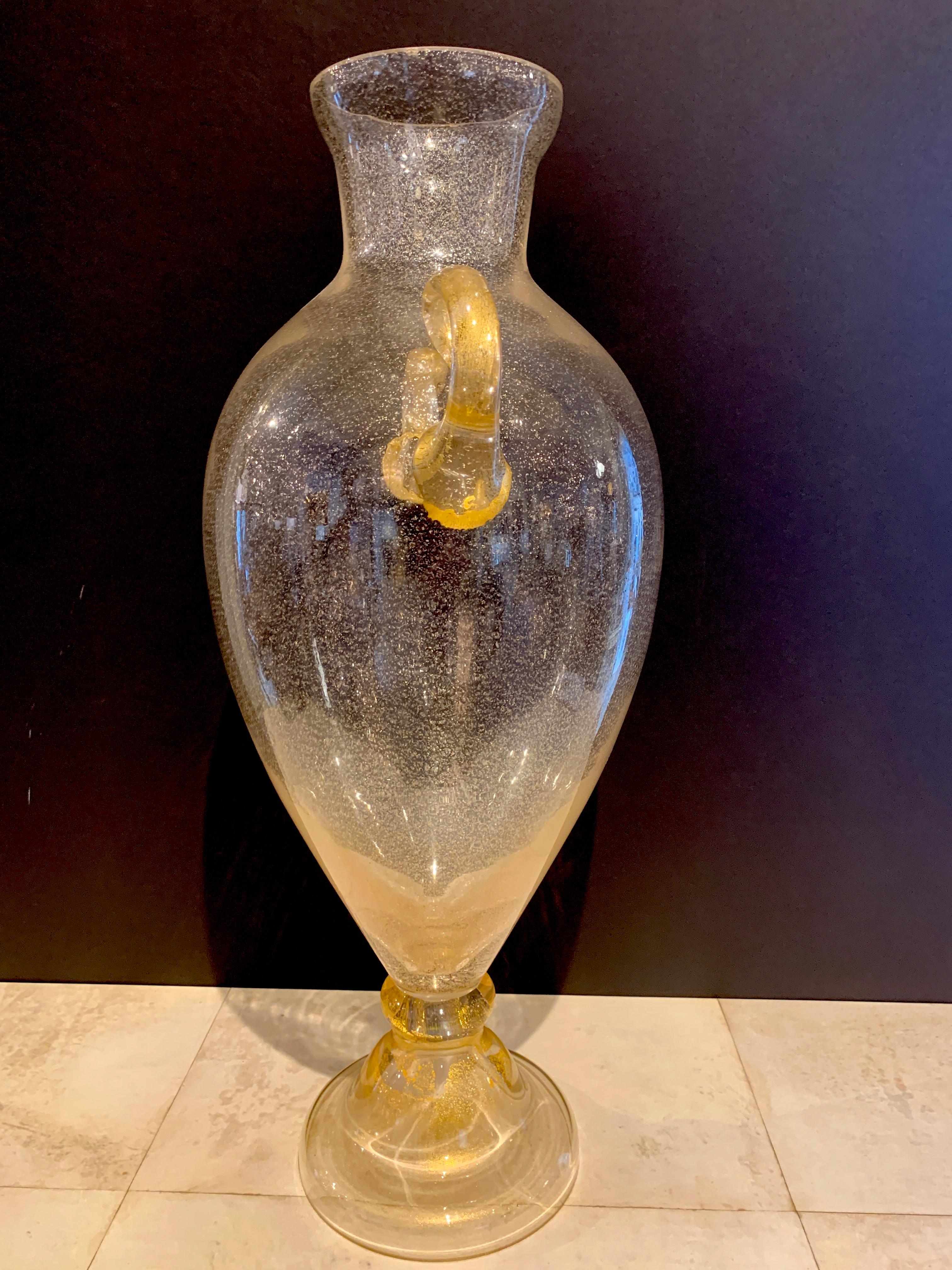 20th Century Monumental Good Infused Murano Glass Vase