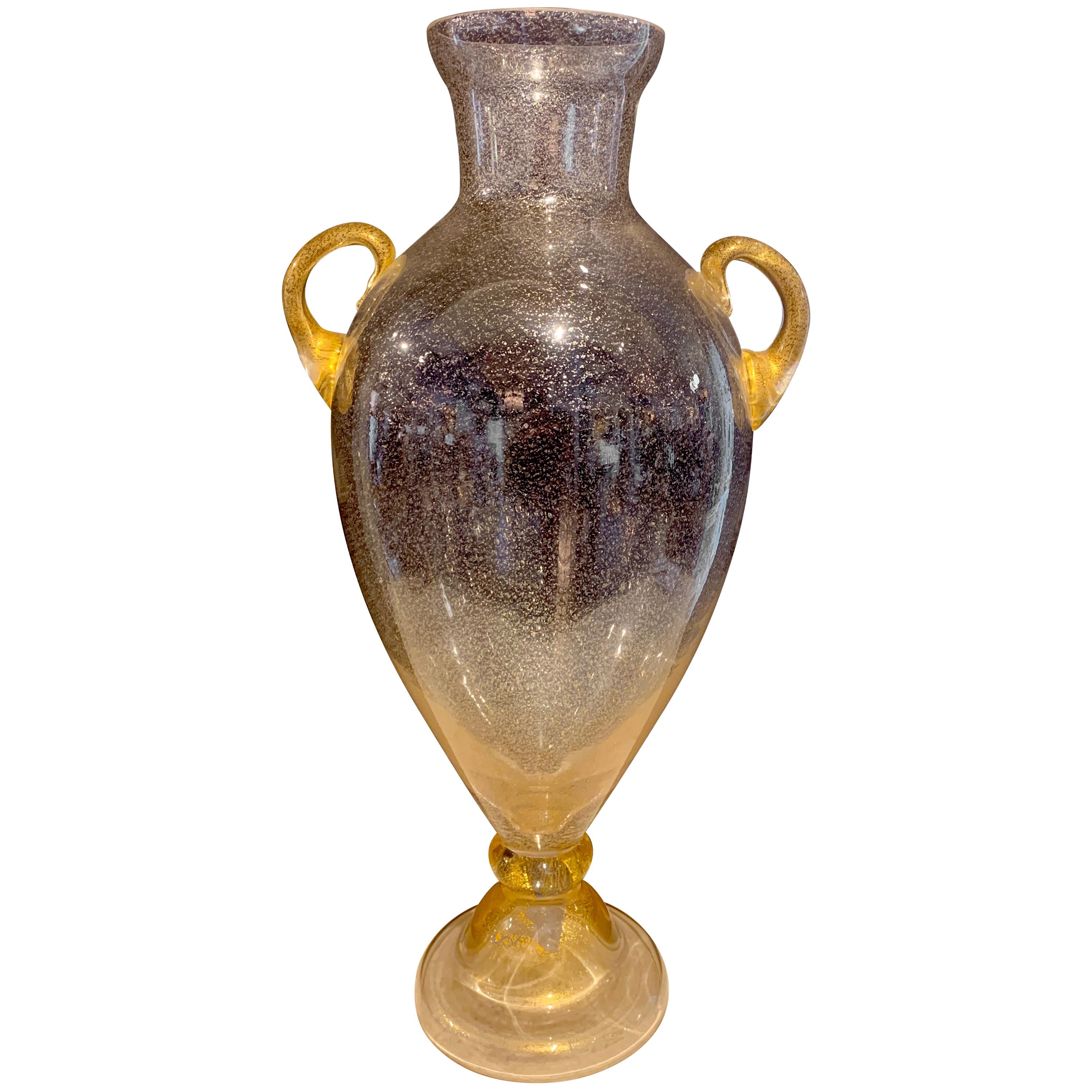 Monumental Good Infused Murano Glass Vase