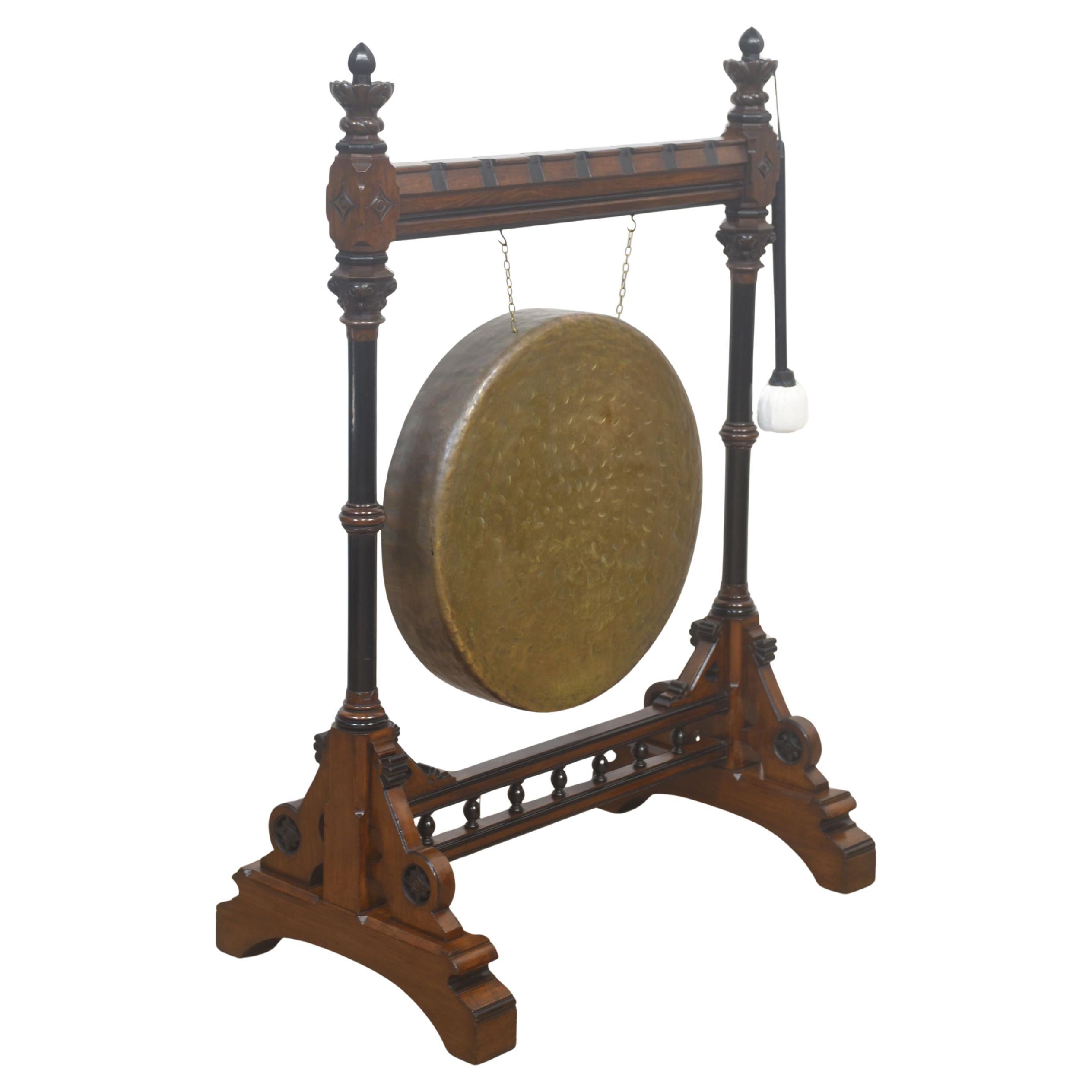 Monumental Gothic Revival Walnut Dinner Gong For Sale
