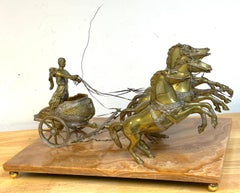 Monumental Grand Tour Imperial Roman Triumphator Driving a Four-Horse Quadriga