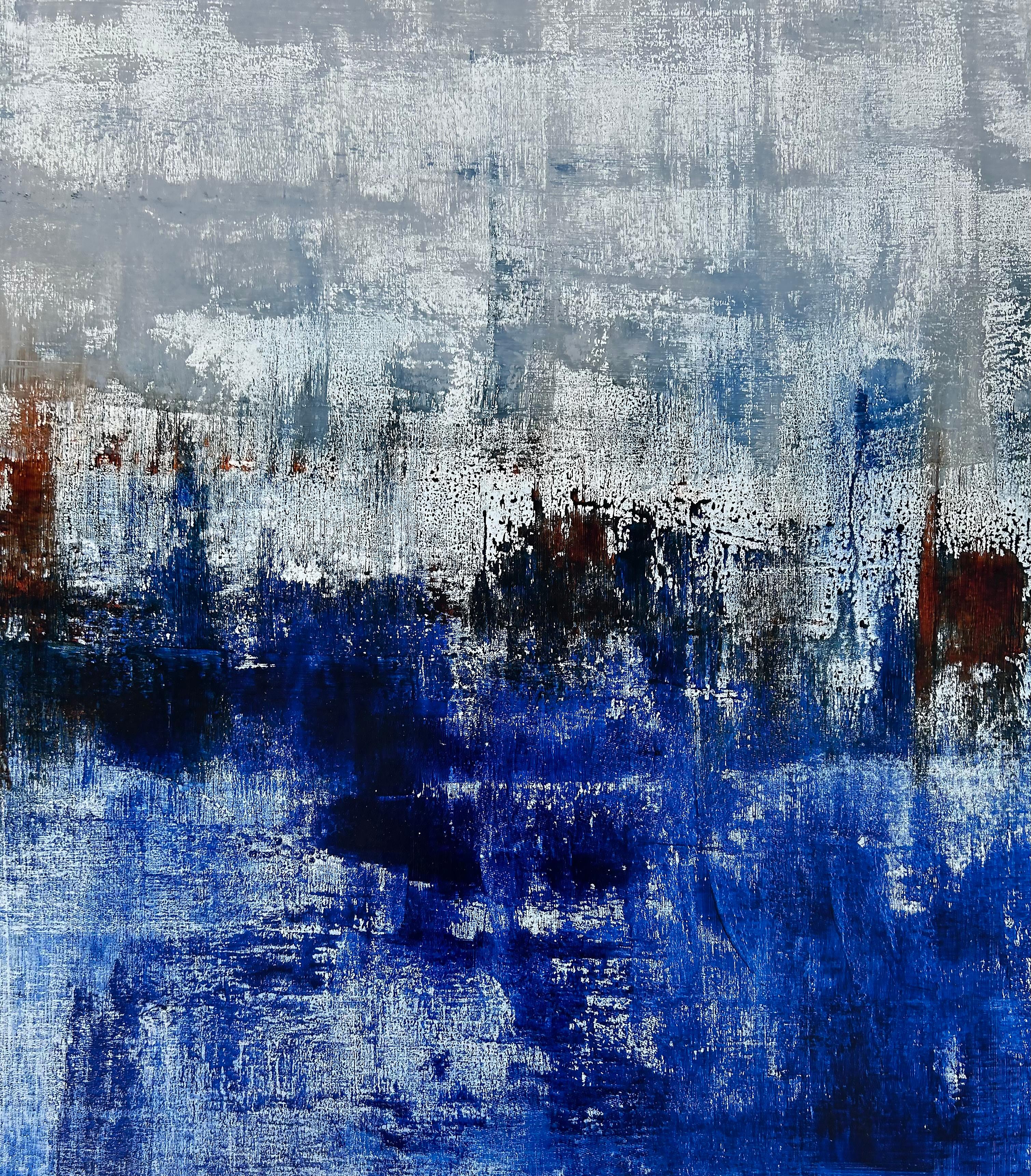 Monumentale grafische abstrakte Malerei auf Leinwand,  Unterzeichnet (Moderne) im Angebot