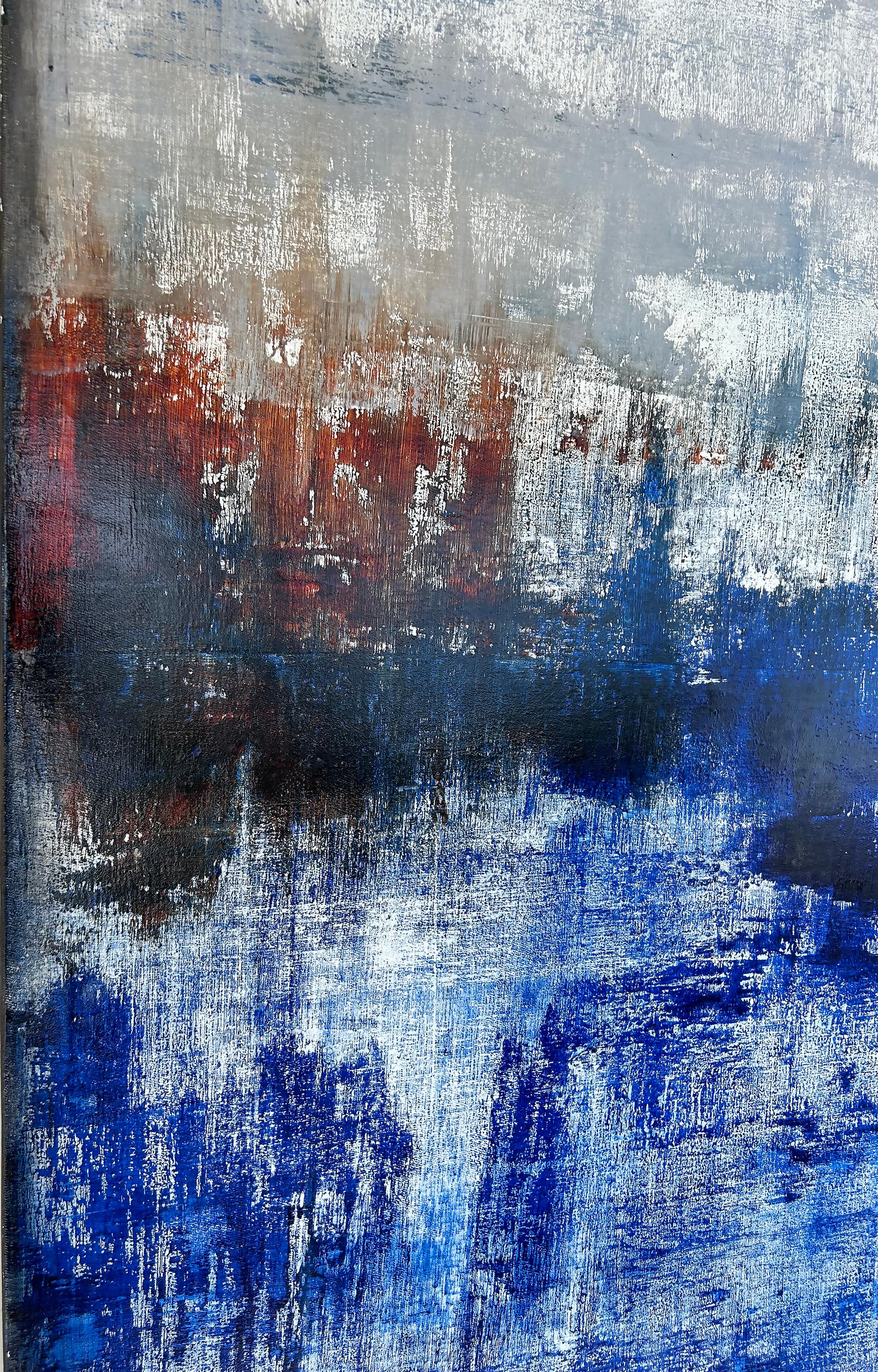 Monumentale grafische abstrakte Malerei auf Leinwand,  Unterzeichnet im Zustand „Gut“ im Angebot in Miami, FL