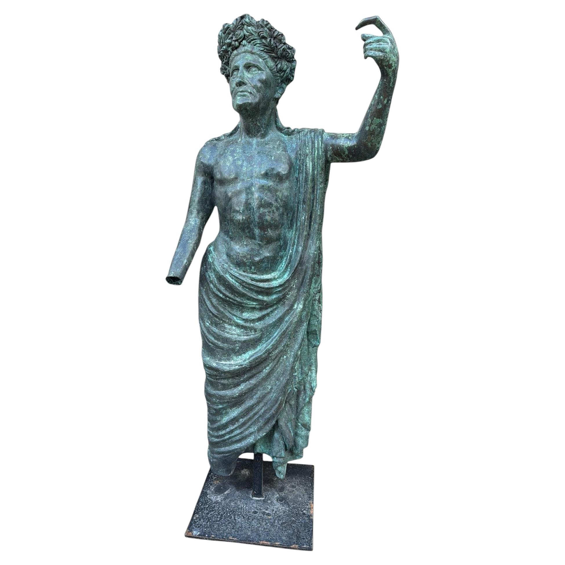 Monumental Greco-Roman Style Bronze Emperor Sculpture, Italy, 1980s