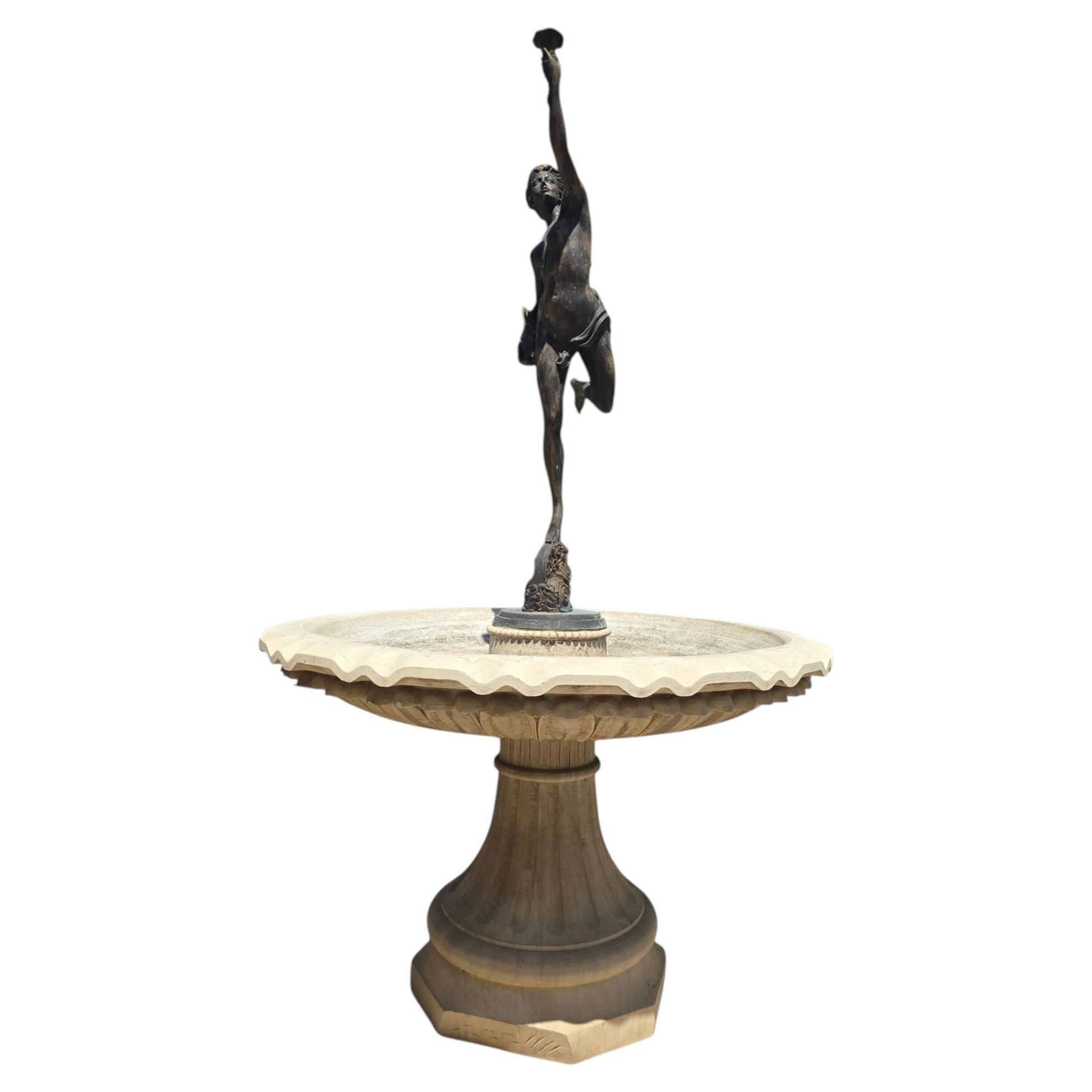 Monumentaler griechischer Brunnen aus Marmor und Bronze im klassischen Stil, Neapel, 1950er Jahre im Angebot