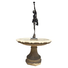 Monumental greek Classical Marble and Bronze Fountain, Naples, 1950s