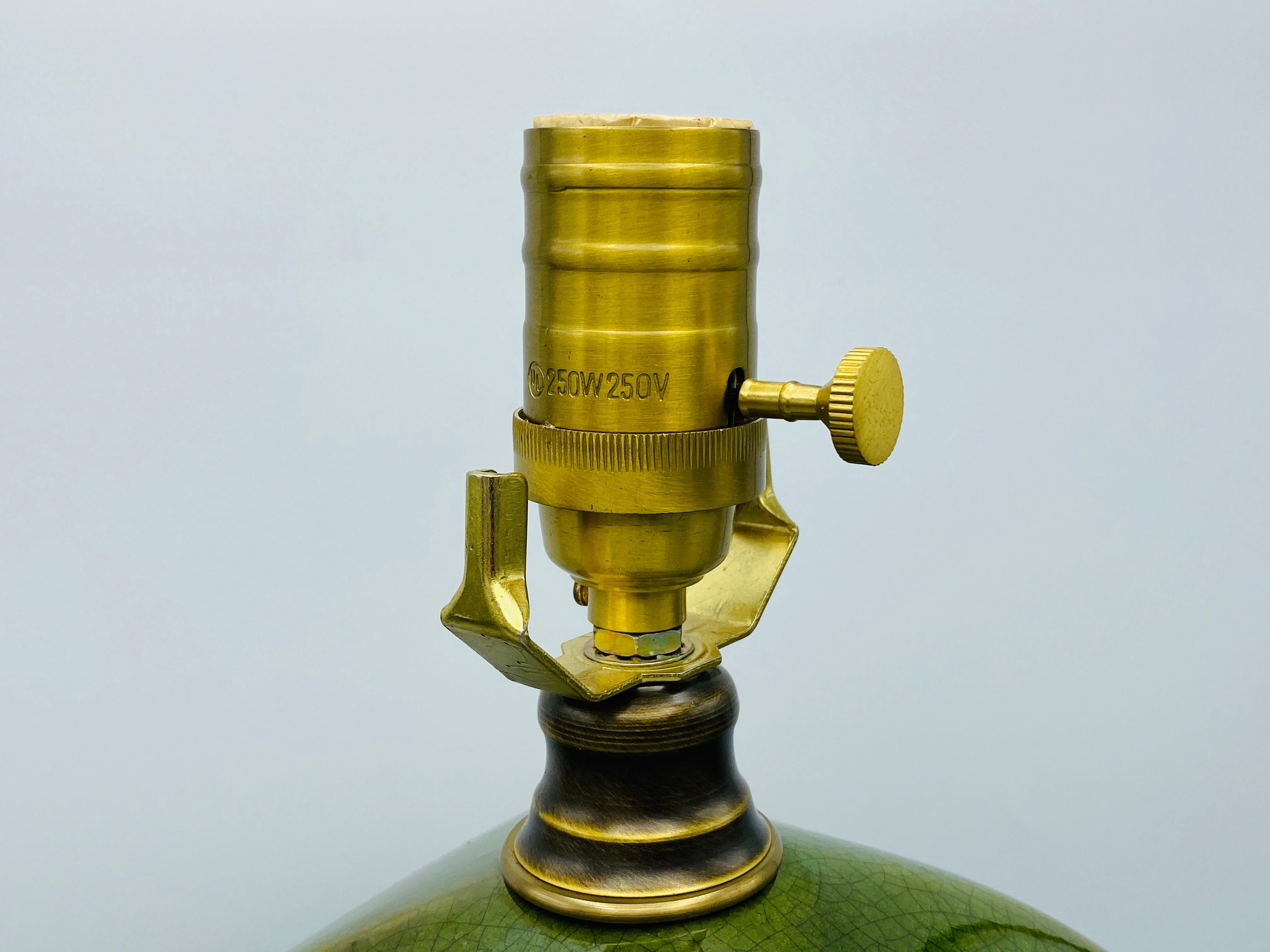 Monumental Green Ceramic Jar Lamp, 1980s For Sale 3