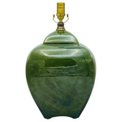 Monumental Green Ceramic Jar Lamp, 1980s