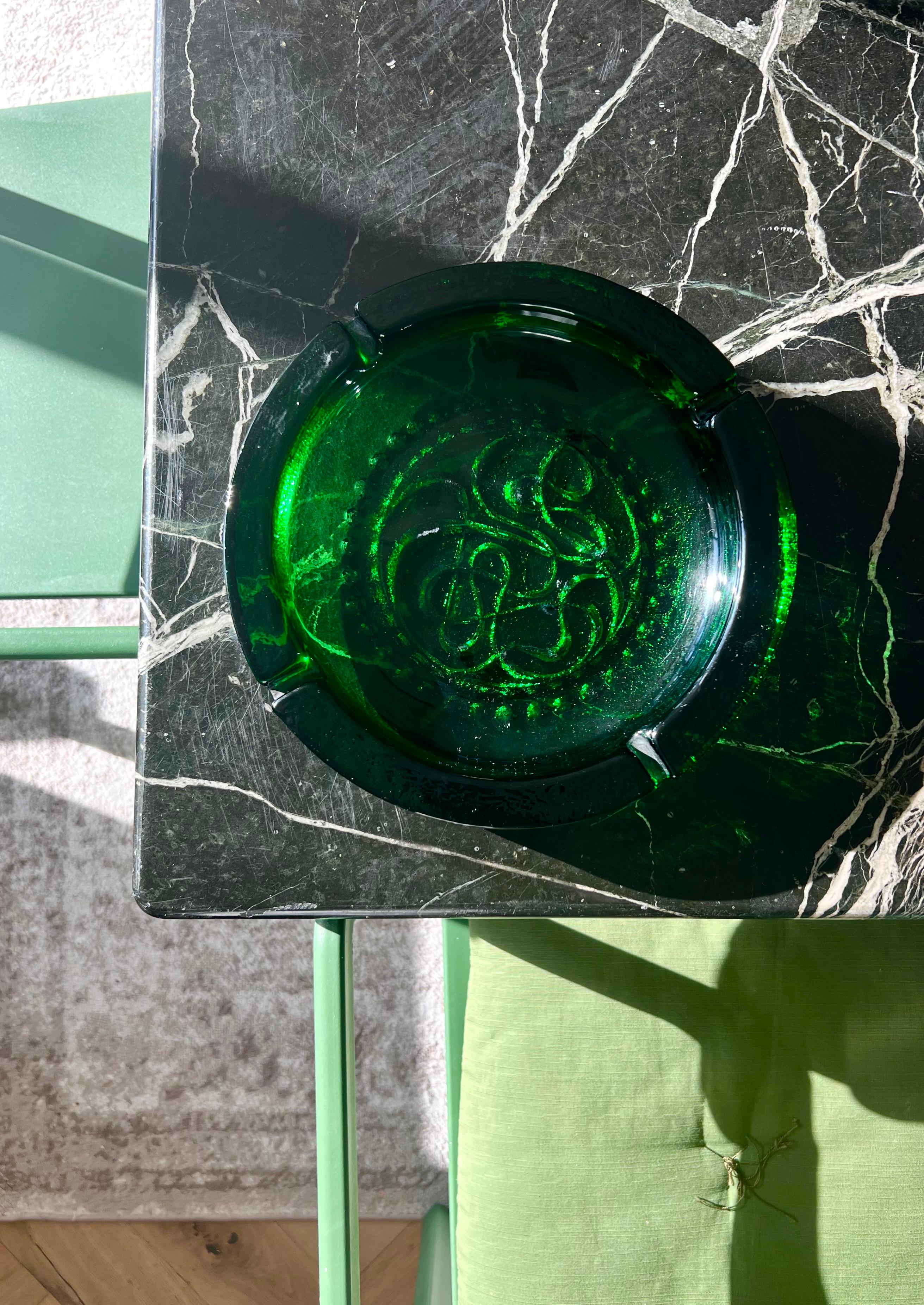 Mid-20th Century Monumental Green Glass Mid-Century Modern Ashtray, 1960s