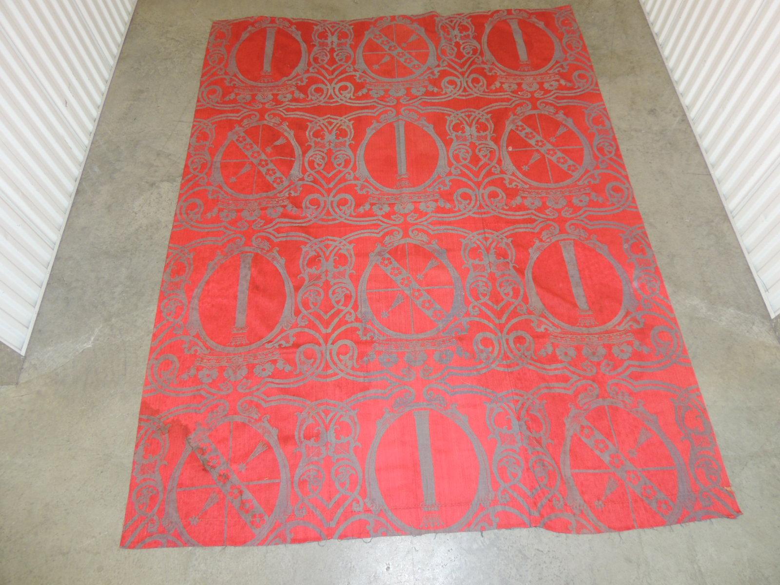 Regency Large Scale Grey and Red Woven Textile Panel